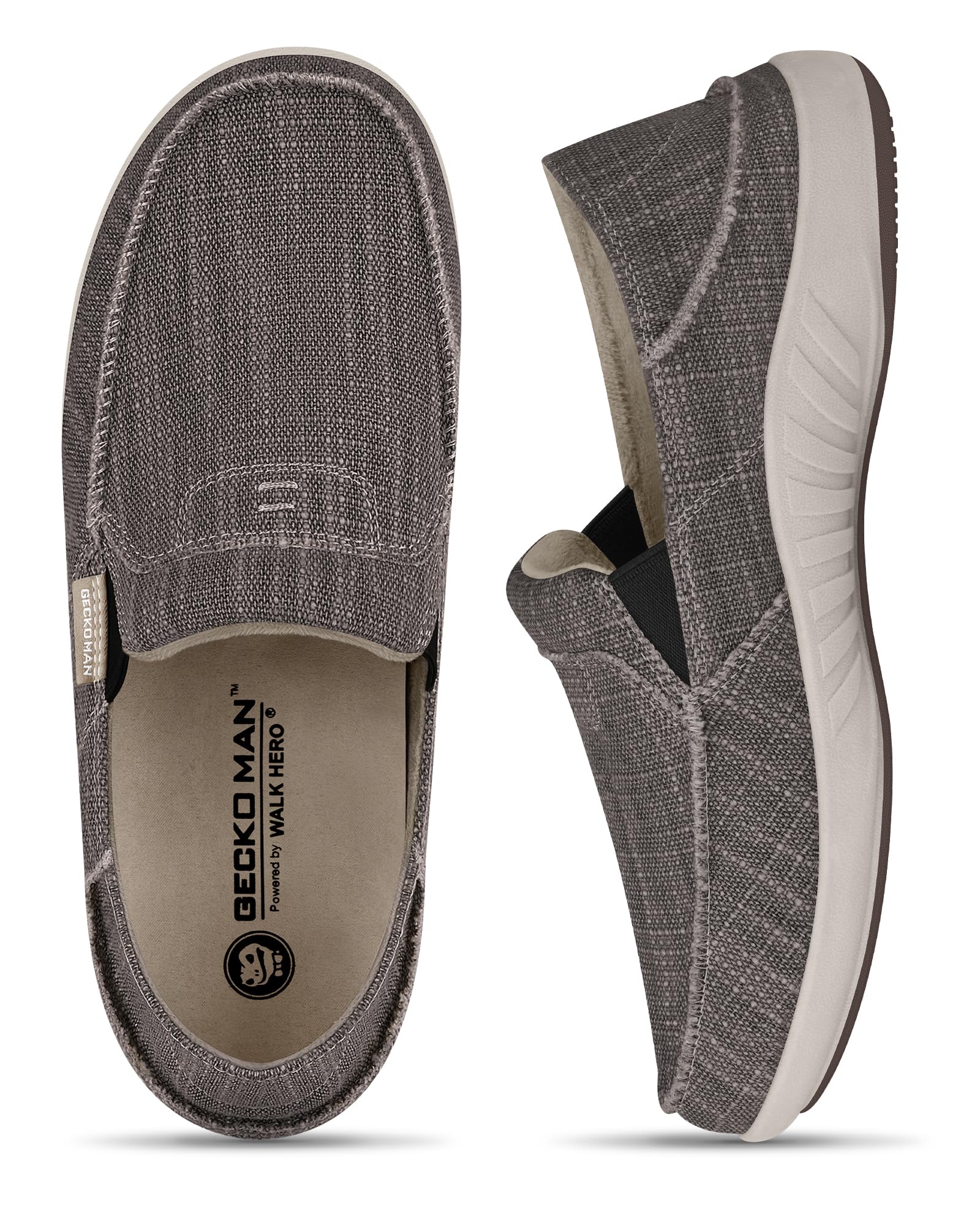 Mens Slip On Shoes, Canvas Loafers with Arch Support, Orthopedic Casual Sneakers for Plantar Fasciitis, Indoor & Outdoor Walking Slippers Shoes for Pain Relief