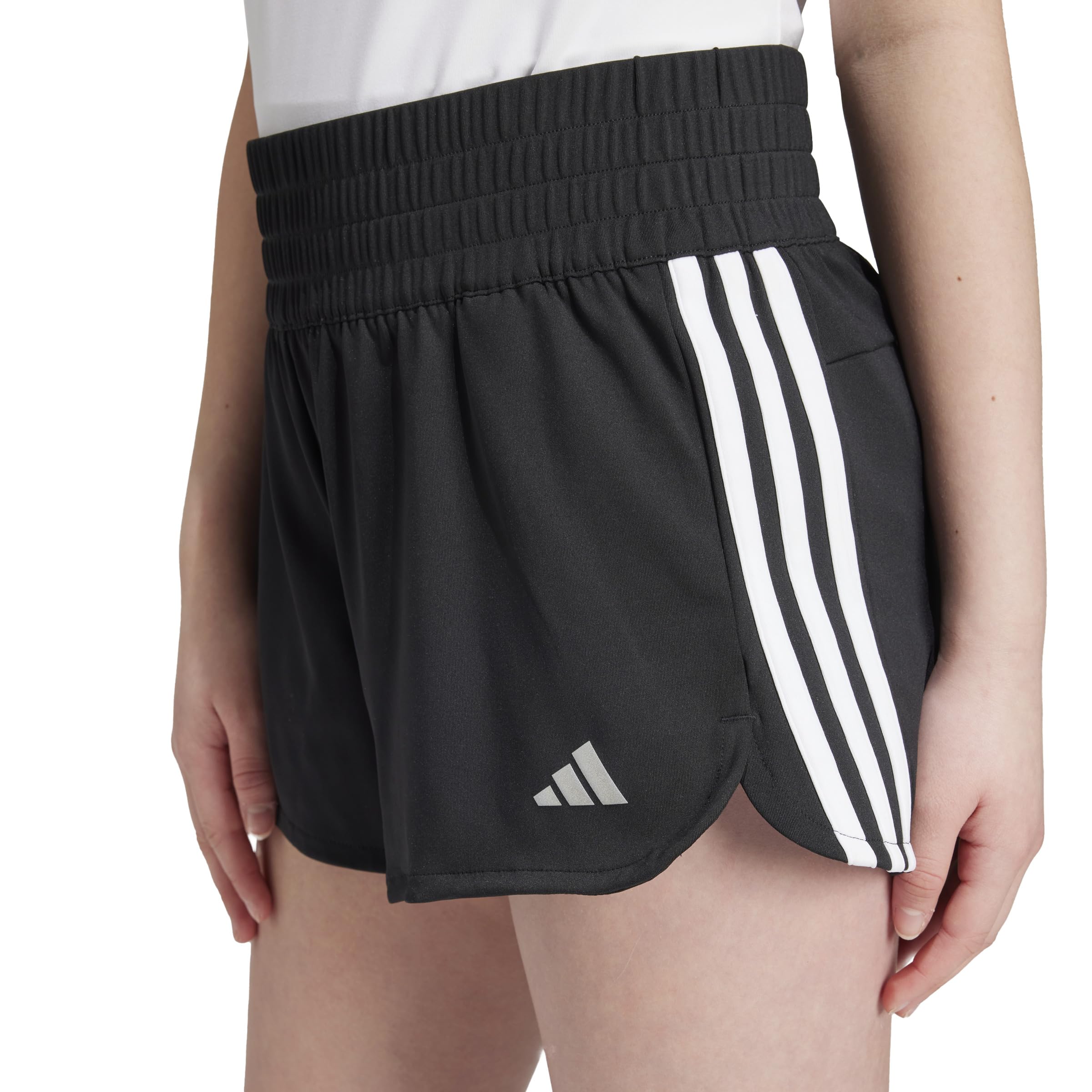 adidas Niñas Pacer Shorts Kids, Black/White/Reflective Silver, 14-15 Years