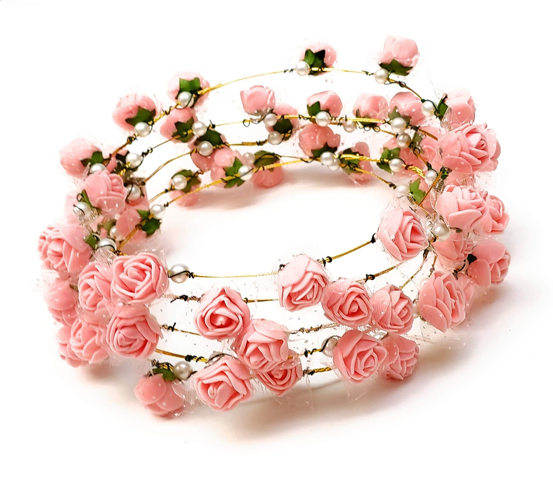 FASHIO GIRLYZ Attire Artificial Floral Fabric Headpiece Colorful Roses Birthday Wedding Bridal Beach Party Travel Headpiece Wreath Crown Tiara for Girls Teens and Women (Peach) (6) (B0918TZ2GF) Amazon Price History, Amazon Price Tracker