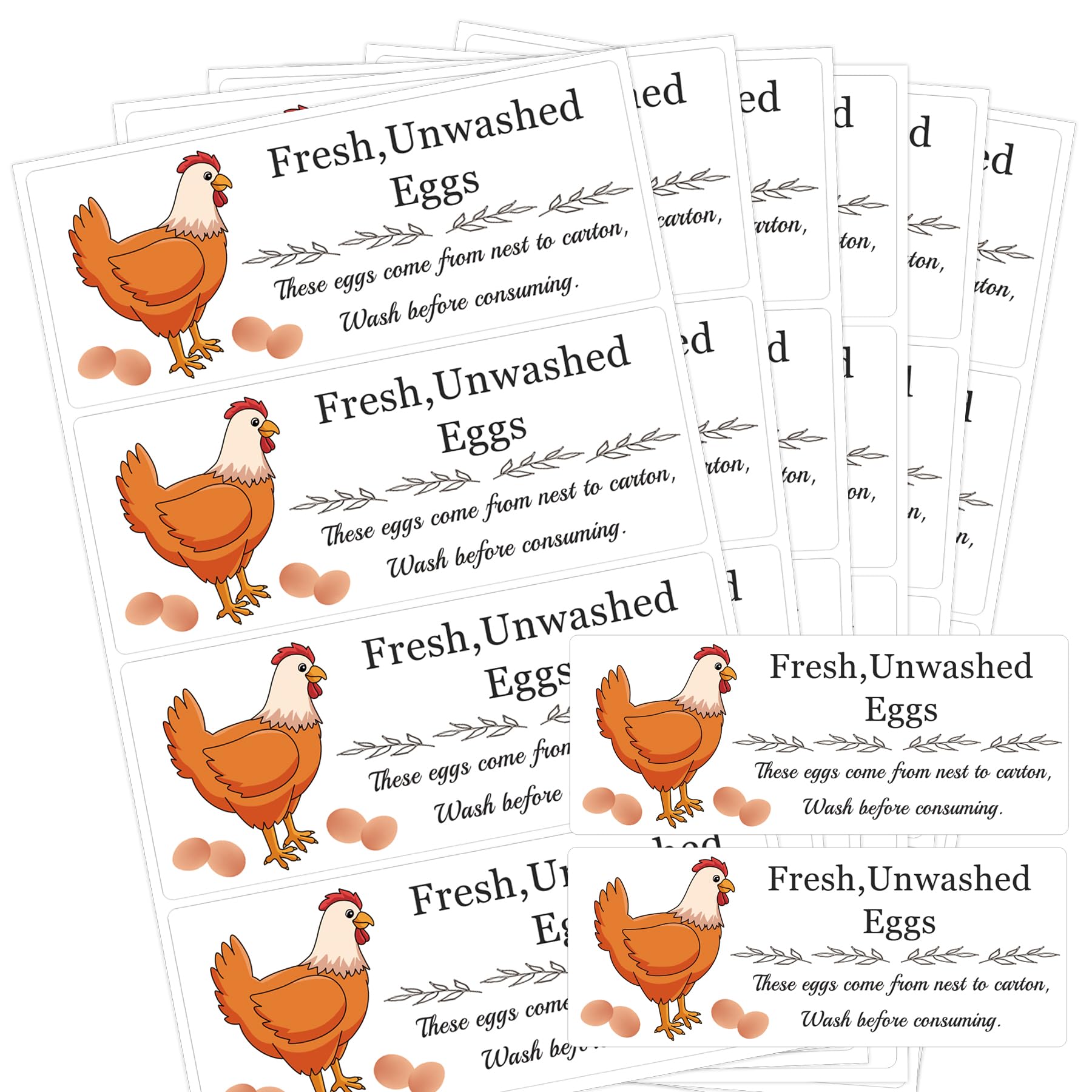 Unwashed Chicken Quail Duck Egg Carton Stickers 1 * 2.5 inch Farm Fresh Eggs Carton Labels Egg Packaging Handling Instructions Stickers for Farm Fresh
