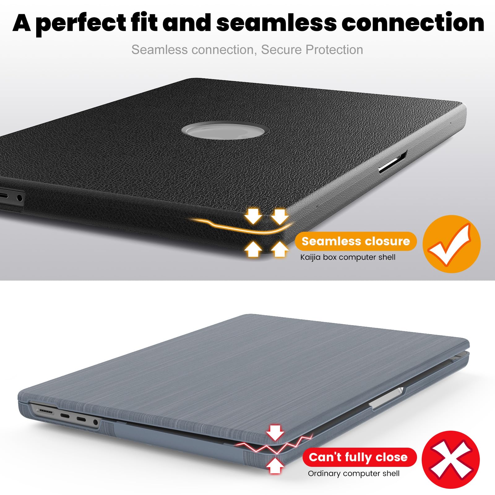 KAIJIAbox Funda compatible con MacBook Pro de 14 pulgadas M5-M1 2026-2021, color negro | Kit 4 en 1 de piel rígida con soporte, cubierta para teclado, alfombrilla de mouse, antigrietas, antiarañazos, antihuellas