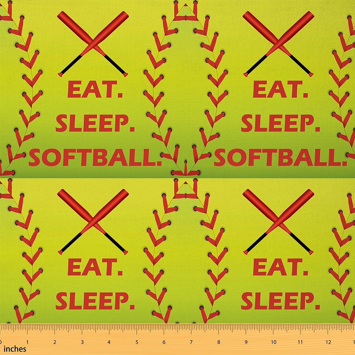 Softball Fabric by The Yard Gaming Sports Upholstery Fabric for Chairs Gift for Softball Lover Yellow Waterproof Outdoor Fabric 2 Yards (L184*W150cm)