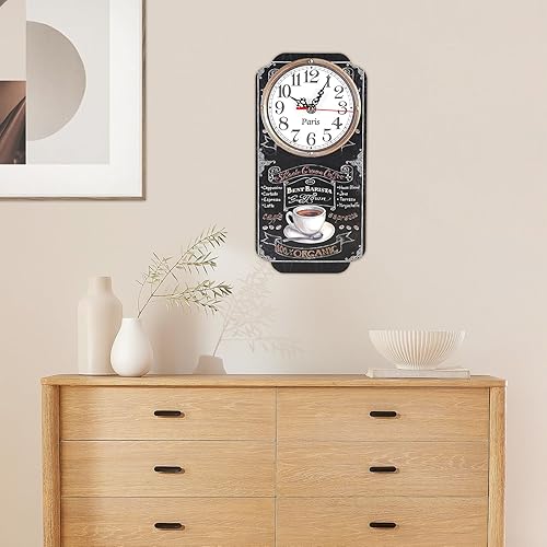 Miniatura 2 de Reloj de pared rectangular para bar, cafetería, decoración de pared de cocina, herramienta de tiempo retro, reloj colgante para cocina, sala de