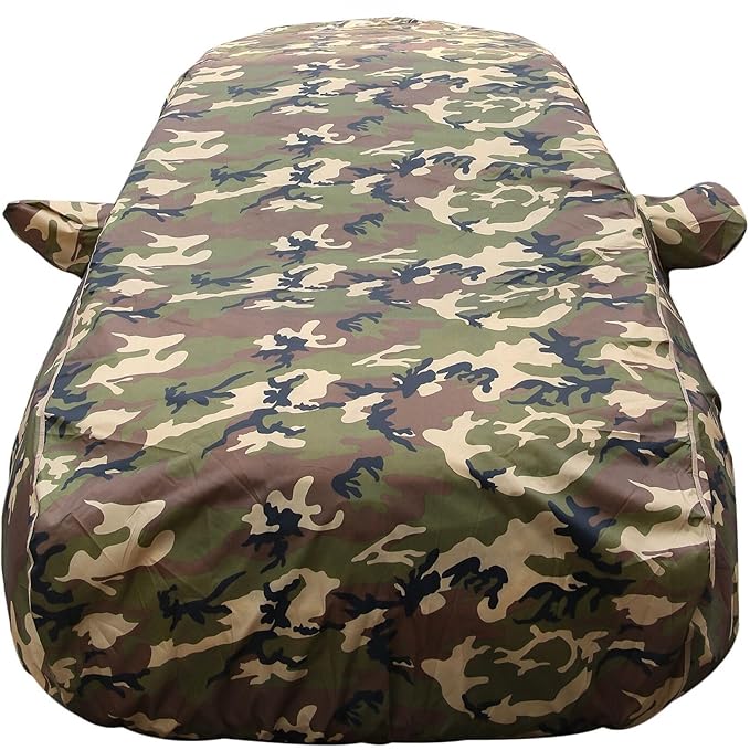 Innova Hycross Waterproof Car Cover with Mirror Pockets, Jungle Print Army Design, 4x4 American Matty,Triple Stitched, Compatible with Toyota Innova Hycross Car Cover (2022 to 2024), Car Accessories