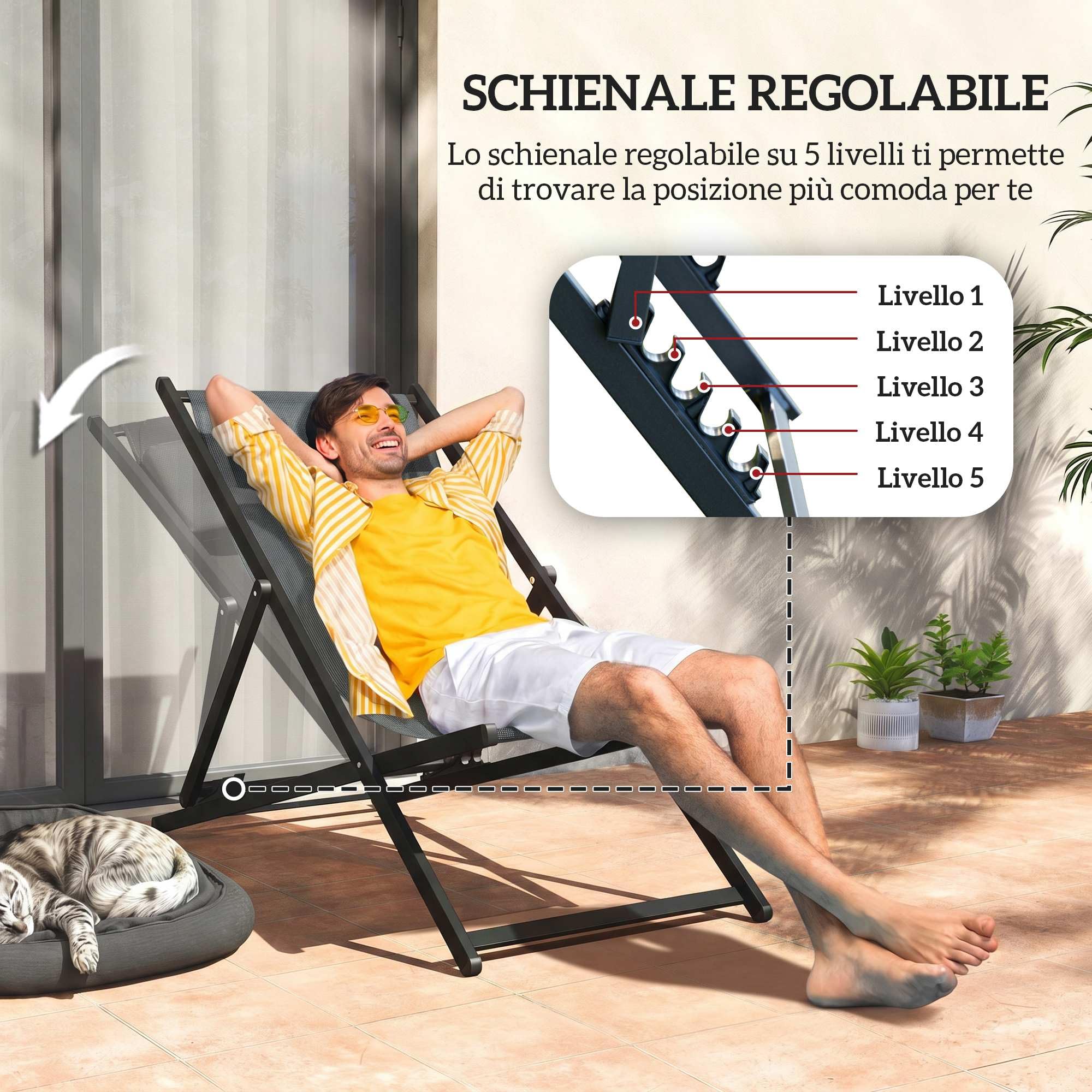 Outsunny Set 2 Sedie Poltrona Sdraio da Esterni, Pieghevoli e Reclinabili, in Alluminio, 100x60x85 cm, Grigio Scuro