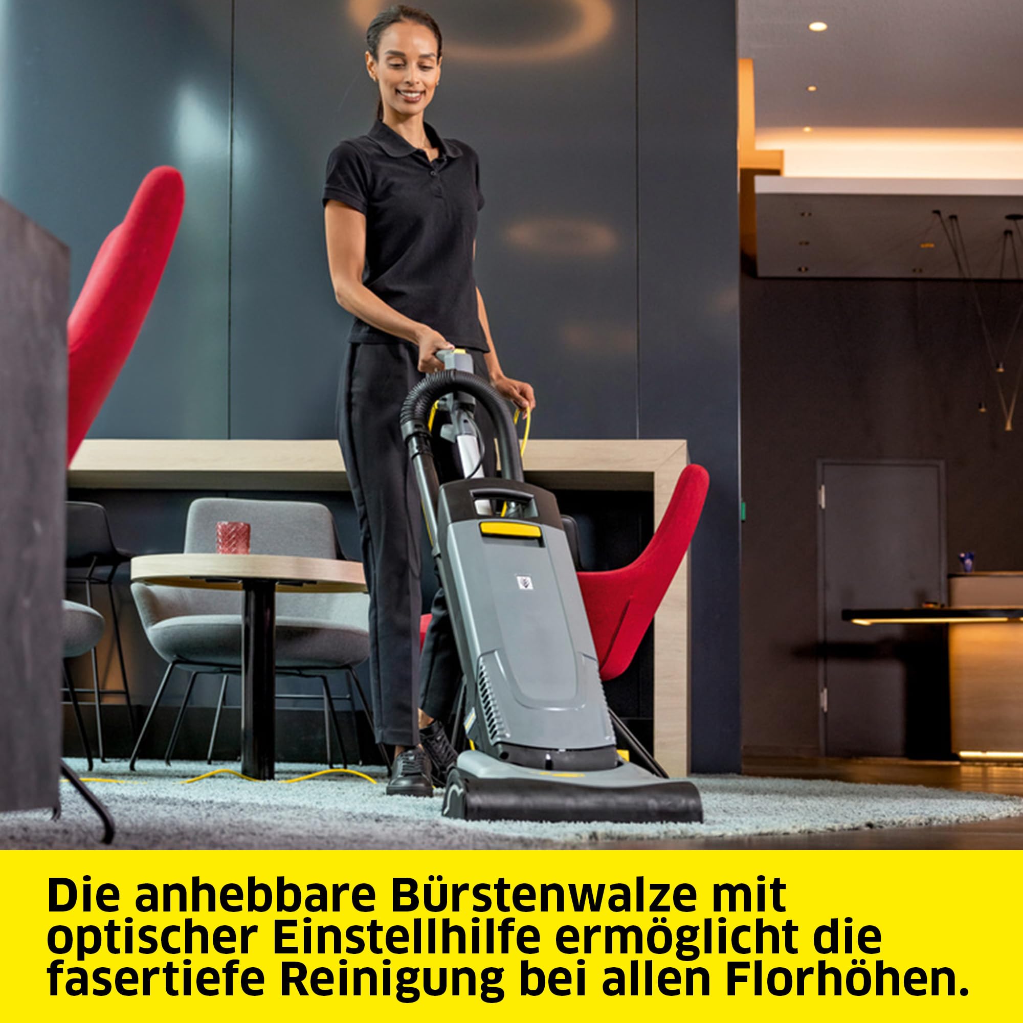 KÄRCHER Teppichbürstsauger CV 38/2 ADV, Arbeitsbreite: 380 mm, hohe Flächenleistung, optische Bürsteneinstellhilfe, 3-Fach Filtersystem, steckbares Gleitflex-Netzkabel, werkzeugloser Bürstenwechsel
