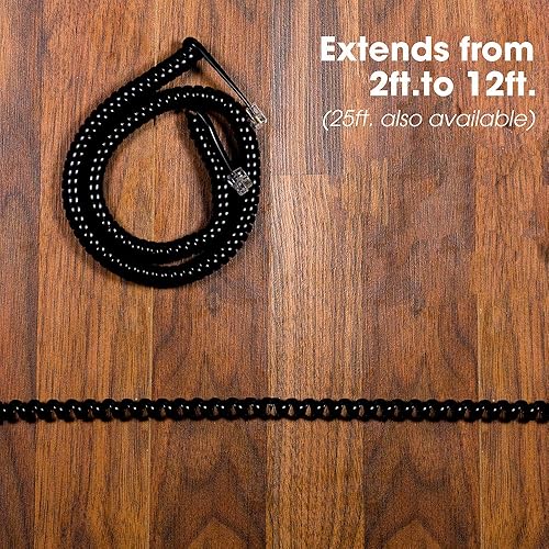 Miniatura 4 de Power Gear Cable de teléfono en espiral, 2 pies en espiral, 12 pies sin enrollar, el cable de teléfono funciona con todos los teléfonos fijos con