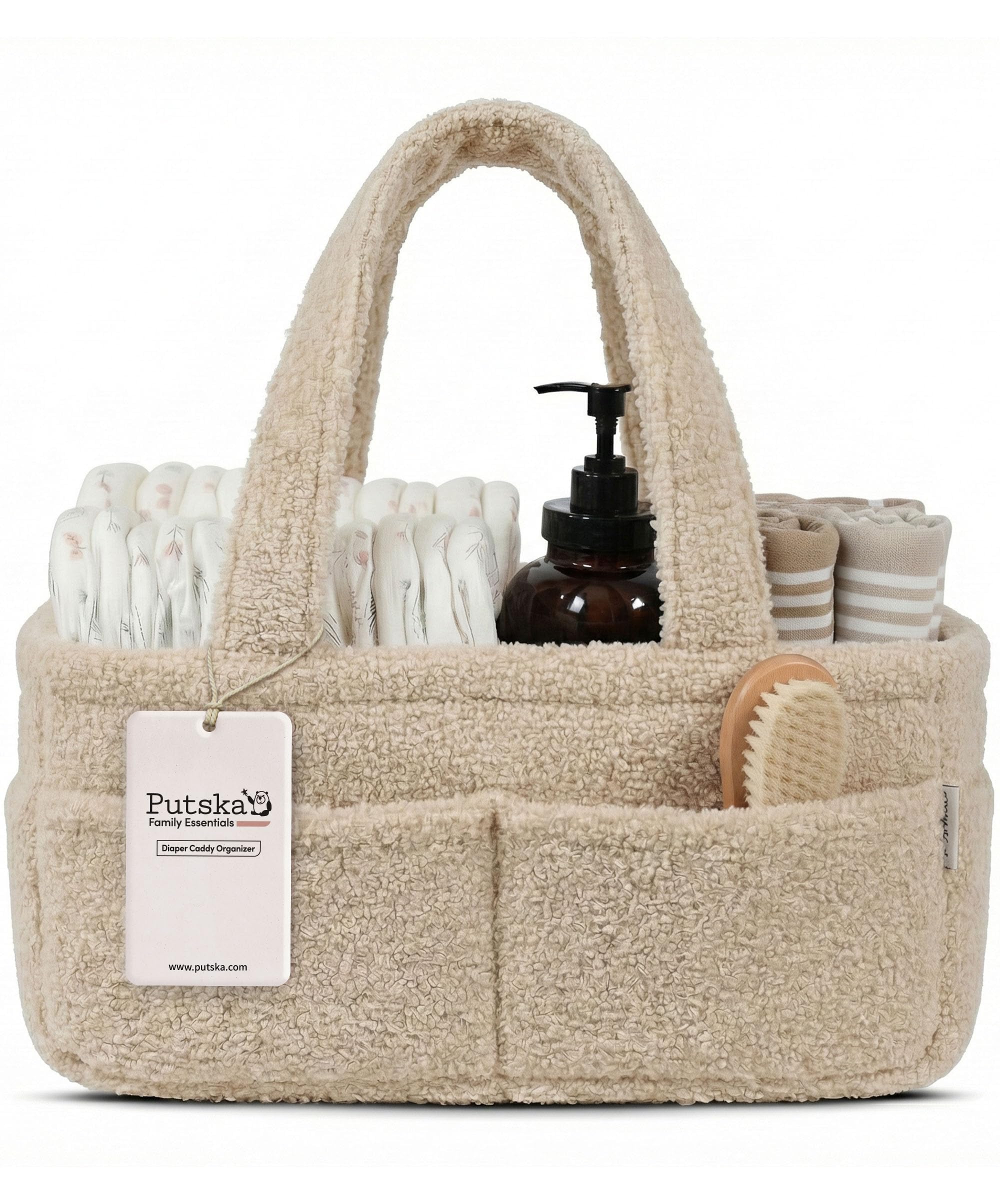PUTSKA Diaper Caddy Teddy Polaire Crème