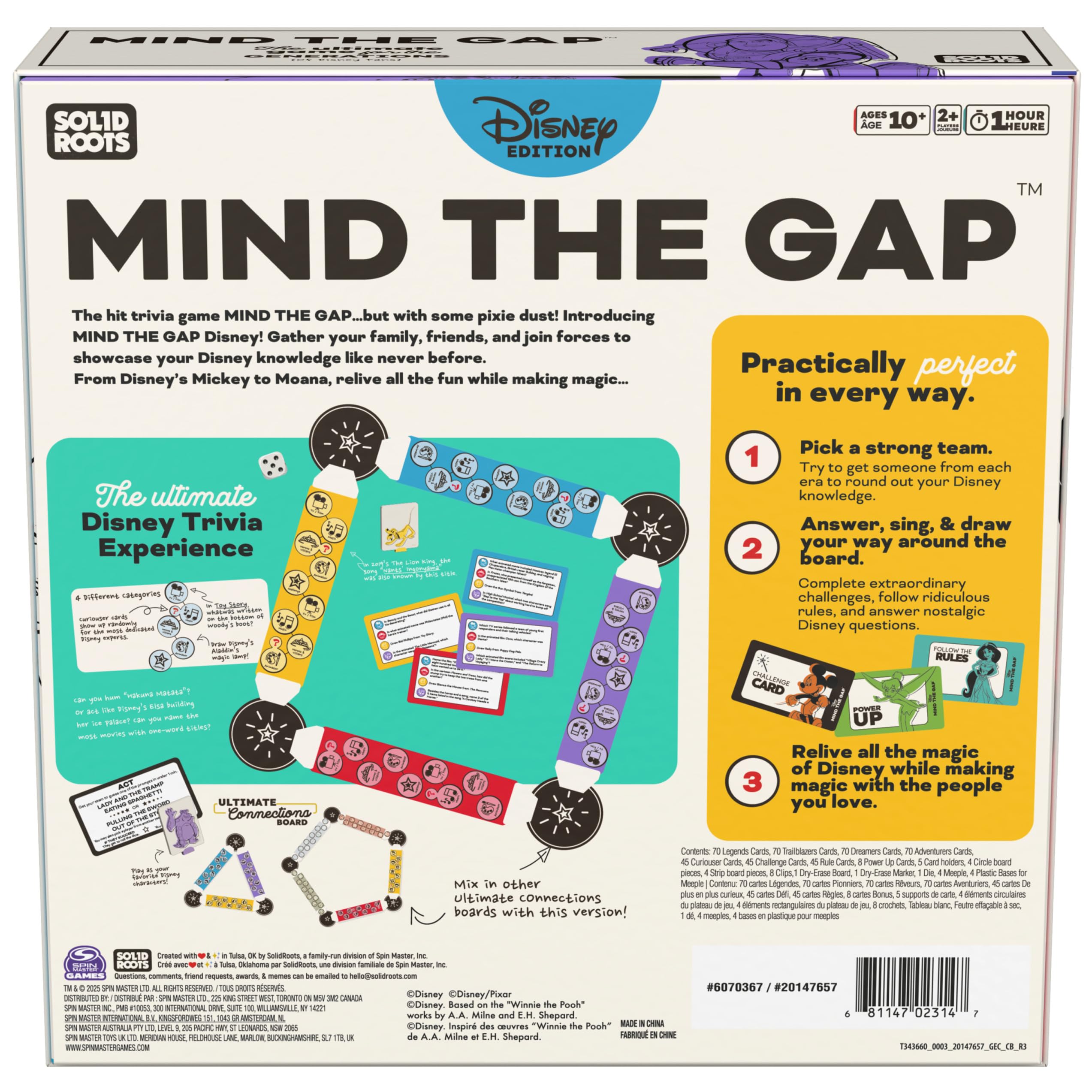 Spin Master Games, SolidRoots Mind The Gap Disney Edition, A Magical Trivia  Game for The Generations with New Disney Trivia, Family Game Night, 2+  Players, for Ages 10 & Up : Amazon.sg: Toys