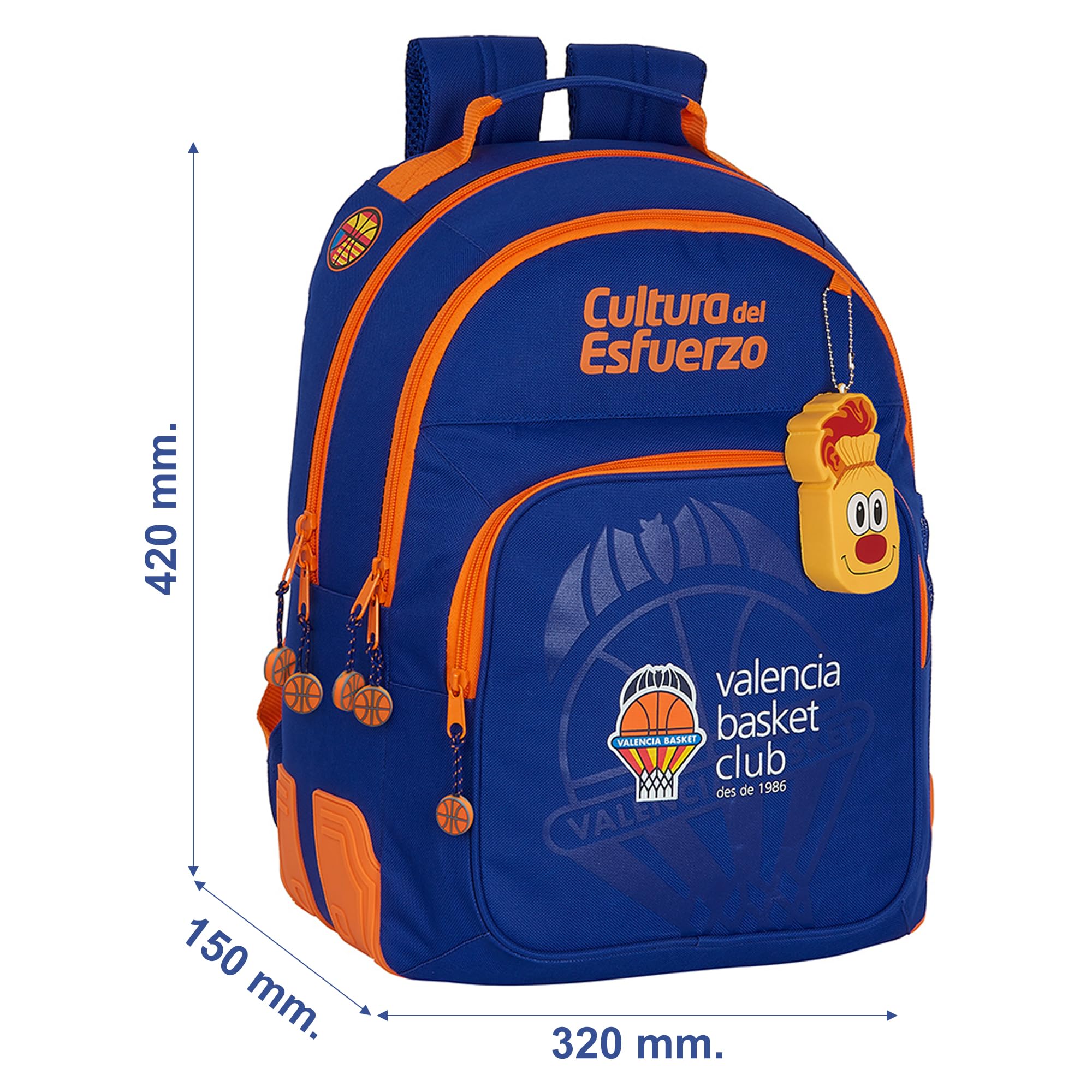 SAFTA | Pack 3 Piezas VALENCIA BASKET Mochila, Estuche y Neceser Diseño Único y Licencia Oficial VALENCIA BASKET