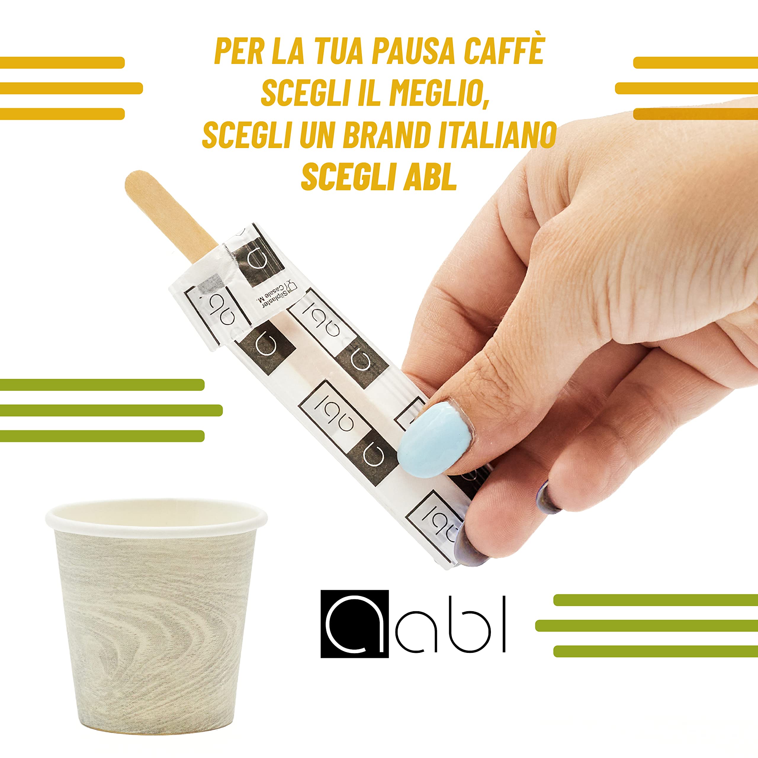 Palette in Legno per Caffè e Bevande 500 Pezzi Monouso Made in Italy