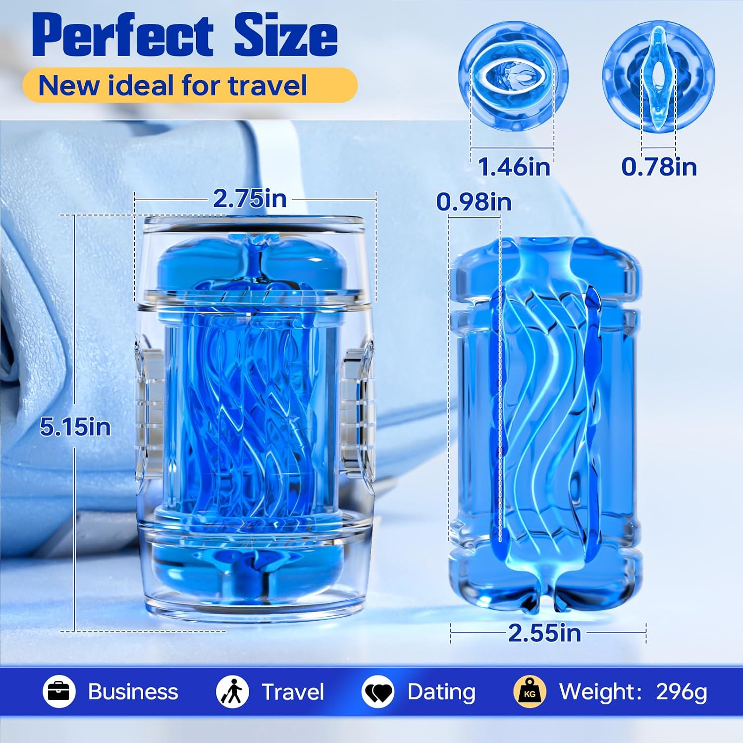 Male Stroker Mens Sex Toy: Pocket Pussy Spiral Texture Male Masturbator, Open Ended Penis Sleeve Adult Sex Toys for Men,Couples,Silky Smooth and Realistic Vagina Toy for Blowjob