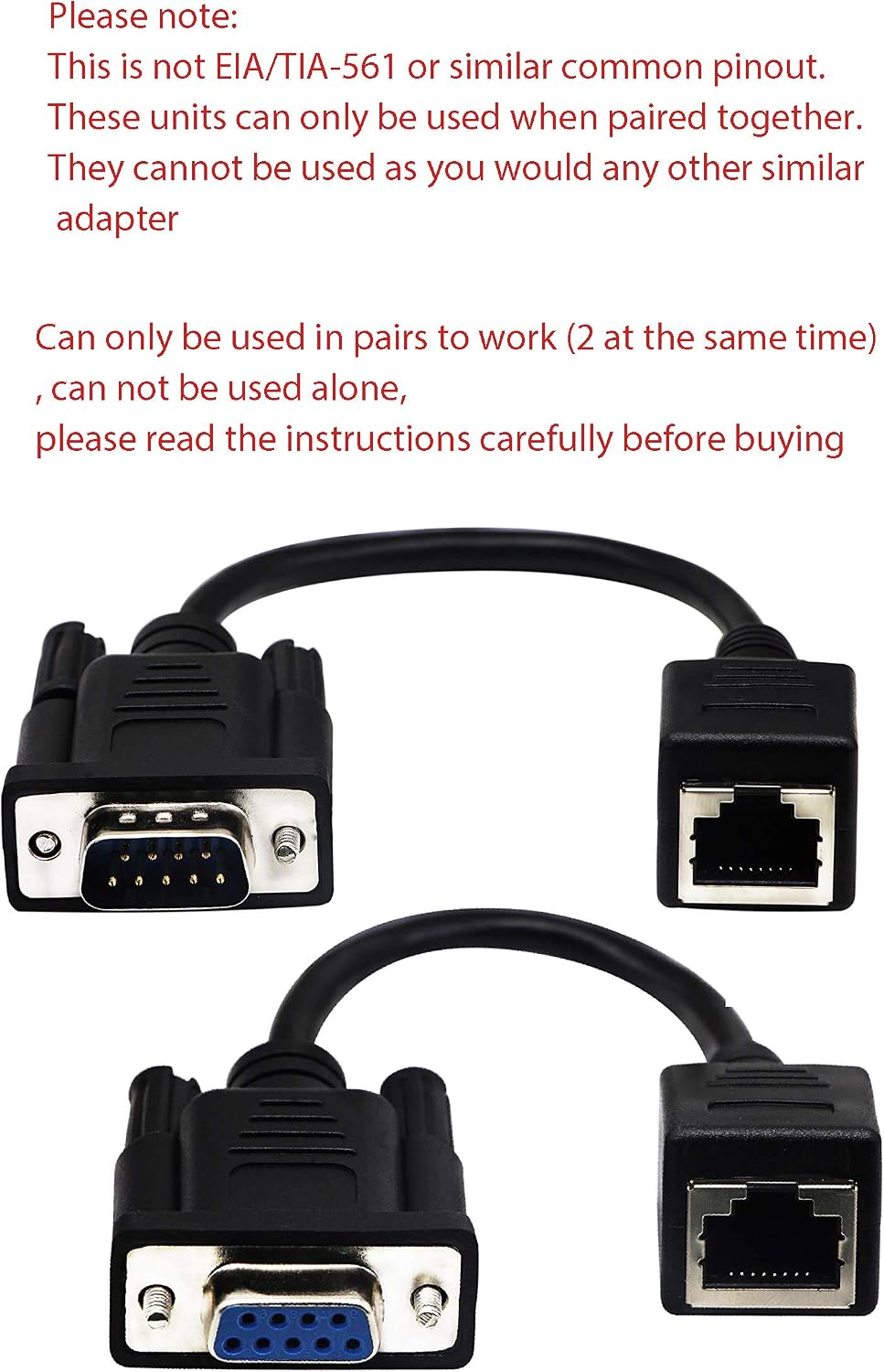 RJ45 to RS232 Cable, DB9 9-Pin Serial Port Female&Male to RJ45 Female Cat5/6 Ethernet LAN Console（15CM/6Inch） 2Pack