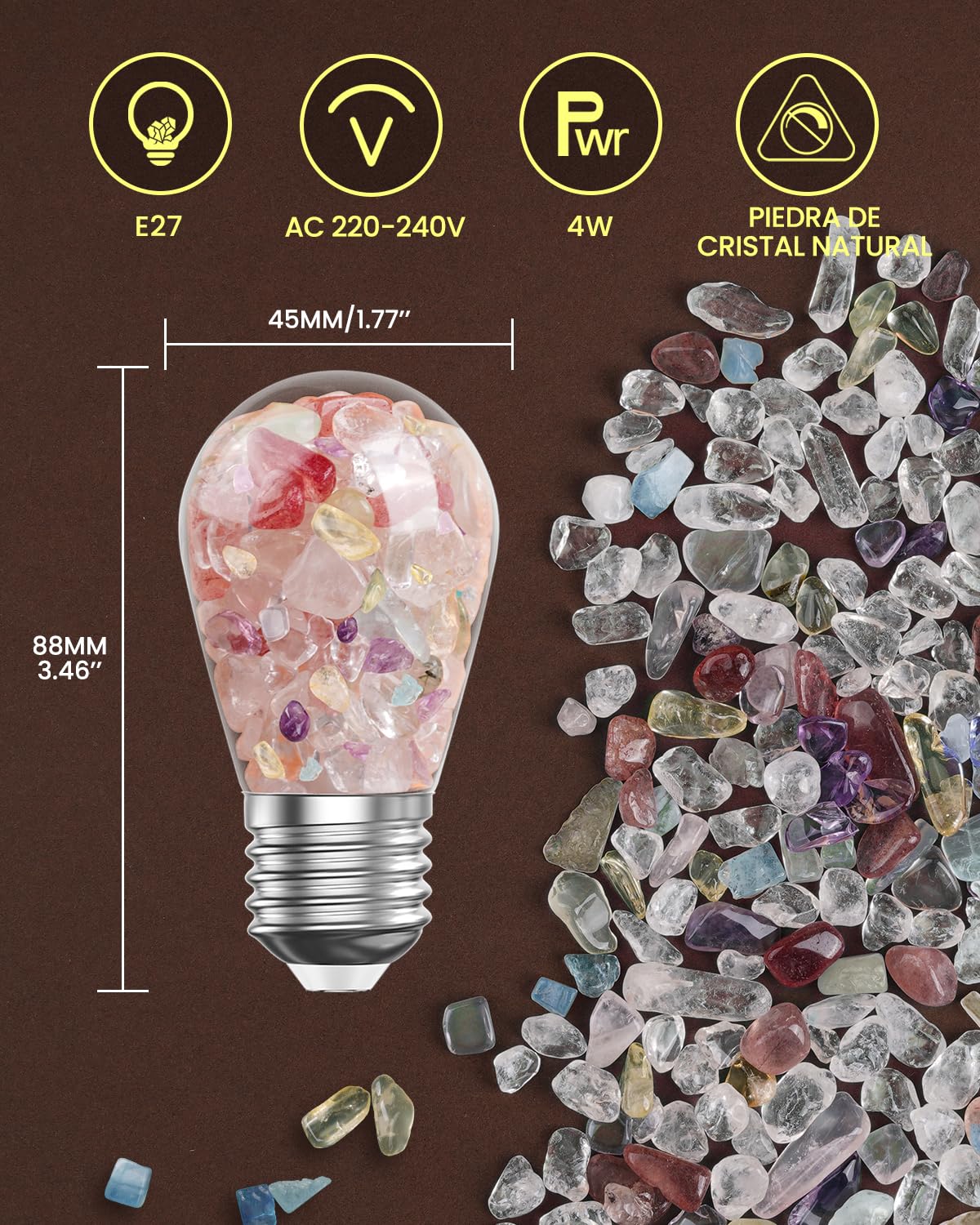 LED Bombillas Nocturnas de Cristal, Bombillas de Cabecera Decorativas, Lámparas de Tratamiento de Ambiente Relajado, Regalos de Descompresión para Niños, Ancianos, Estudios de Yoga