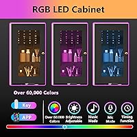 Vista 4 de Wodeer Escritorio de maquillaje con espejo y luces, tocador negro con parte superior de cristal, almacenamiento de joyas, tomas de corriente, 3