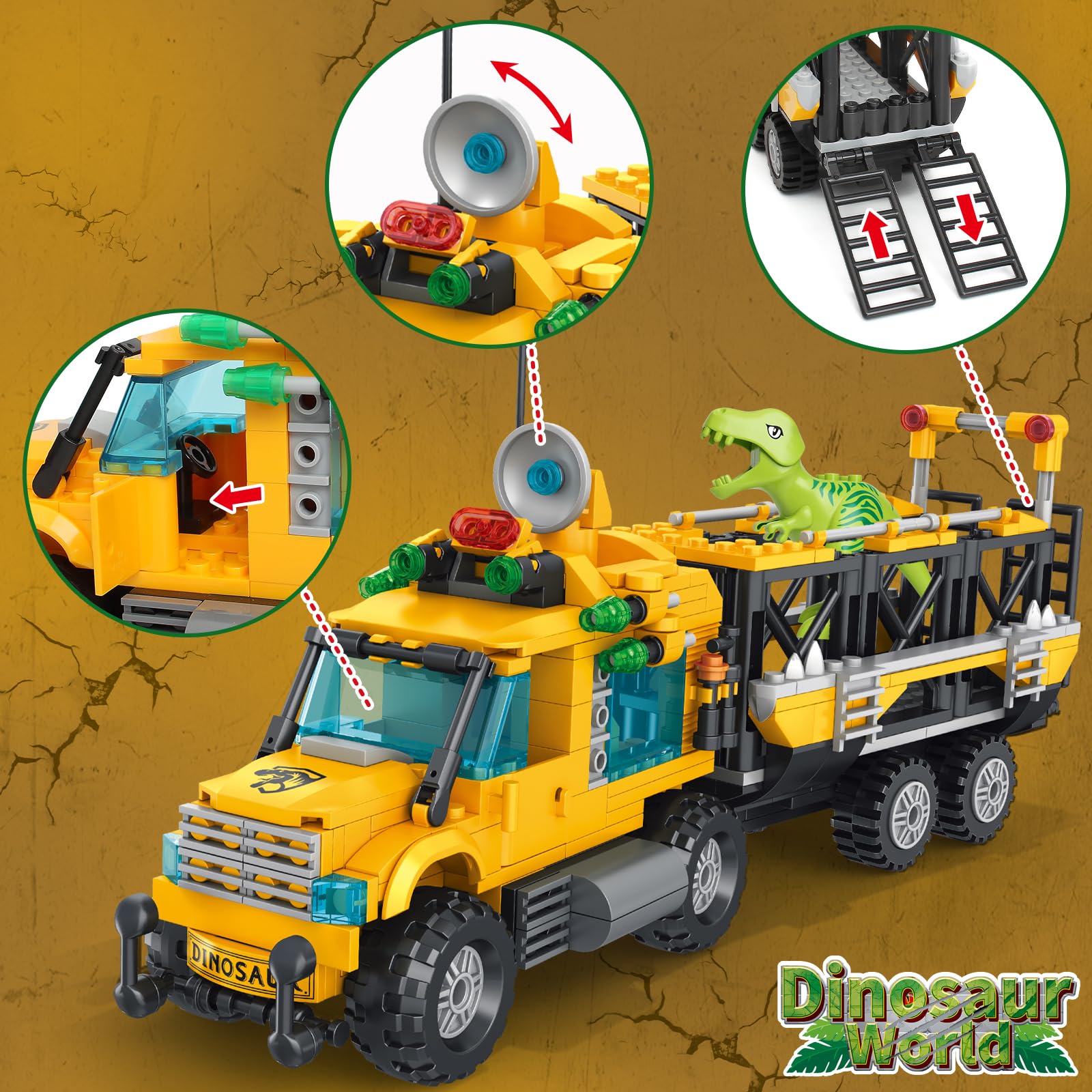 Dinosaur World Building Set- Compatible With Lego Sets For Boys 8-14, Jurassic Volcano Era Building, Birthday Gift Set For Boys & Girl (536 Pcs