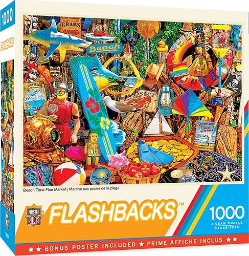 MasterPieces - Rompecabezas de 1000 piezas, mercado de pulgas de playa, diversión para adultos, familia, niños, acabado antirreflejo, 19.25 x 26.75