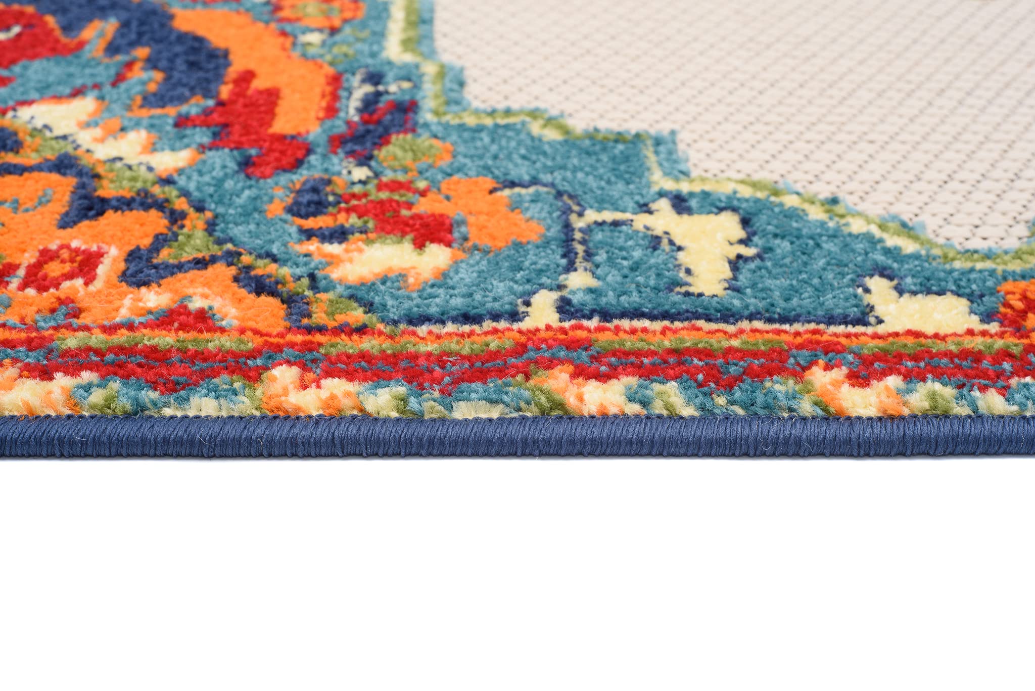 TAPISO Patio dywan tarasowy, mata do kuchni, salonu, na zewnątrz, nowoczesne wzornictwo, 3D, wielokolorowy, kremowy, ornamentowy, odporny na uszkodzenia 140 x 200 cm