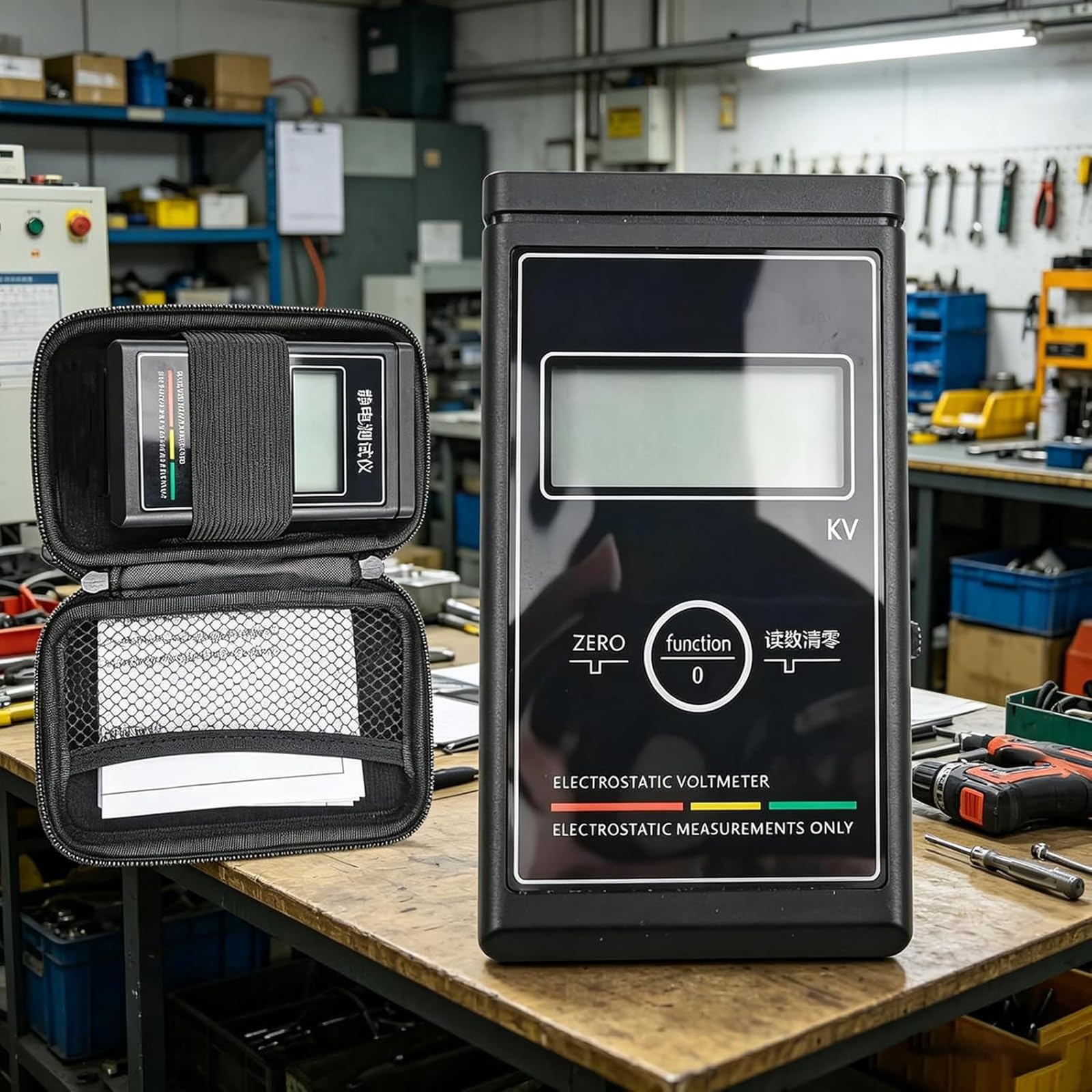 Misuratore di Carica Statica Portatile, Tester Elettrostatico Senza Contatto, Misurazione 0-50 KV, Frequenza di Circa 3 Misurazioni al Secondo, con Display LCD E Indicatore di Batteria Scarica