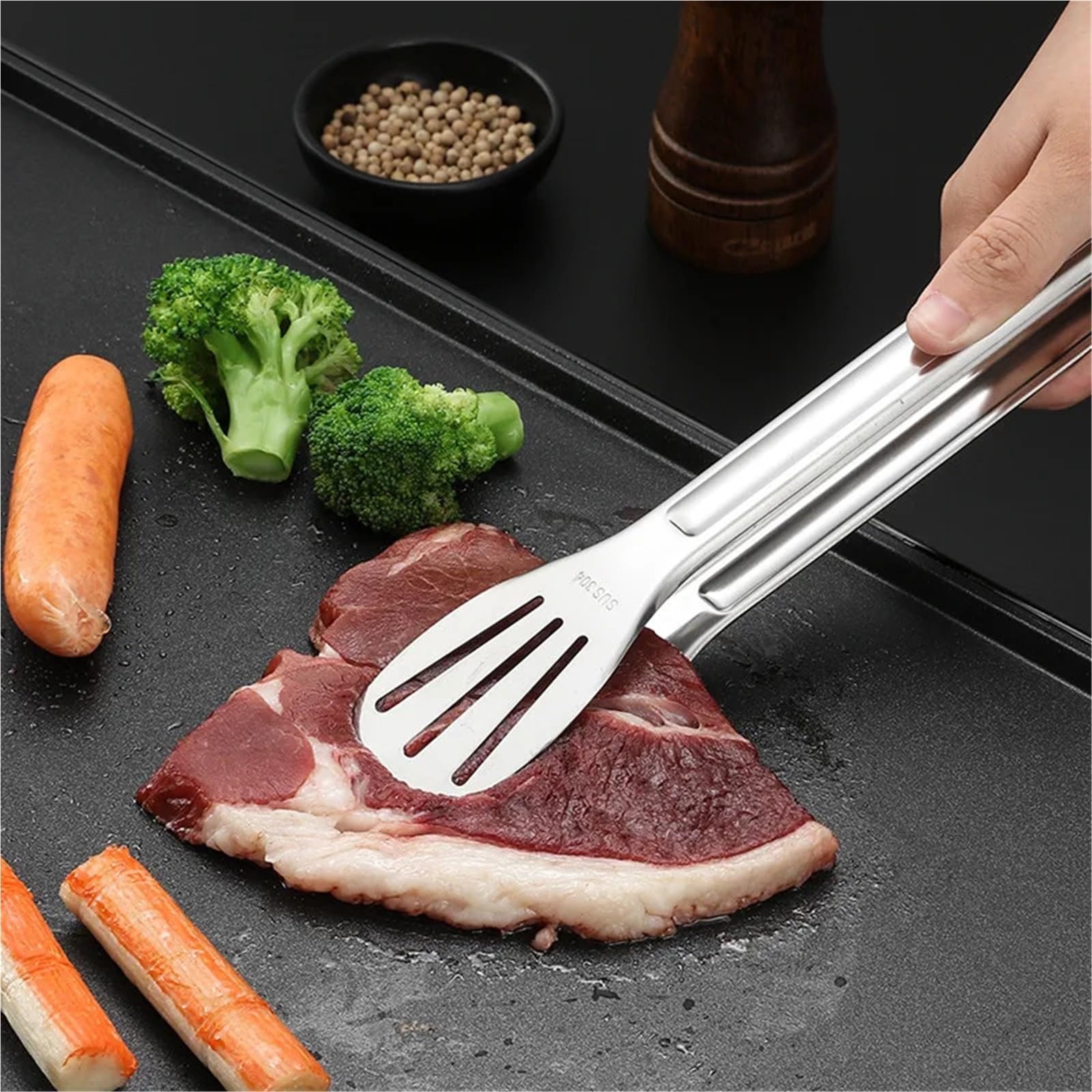 3 pièces/ensemble pinces alimentaires en acier inoxydable à Barbecue viande salade Steak pince de service alimentaire épiler longue cuisson