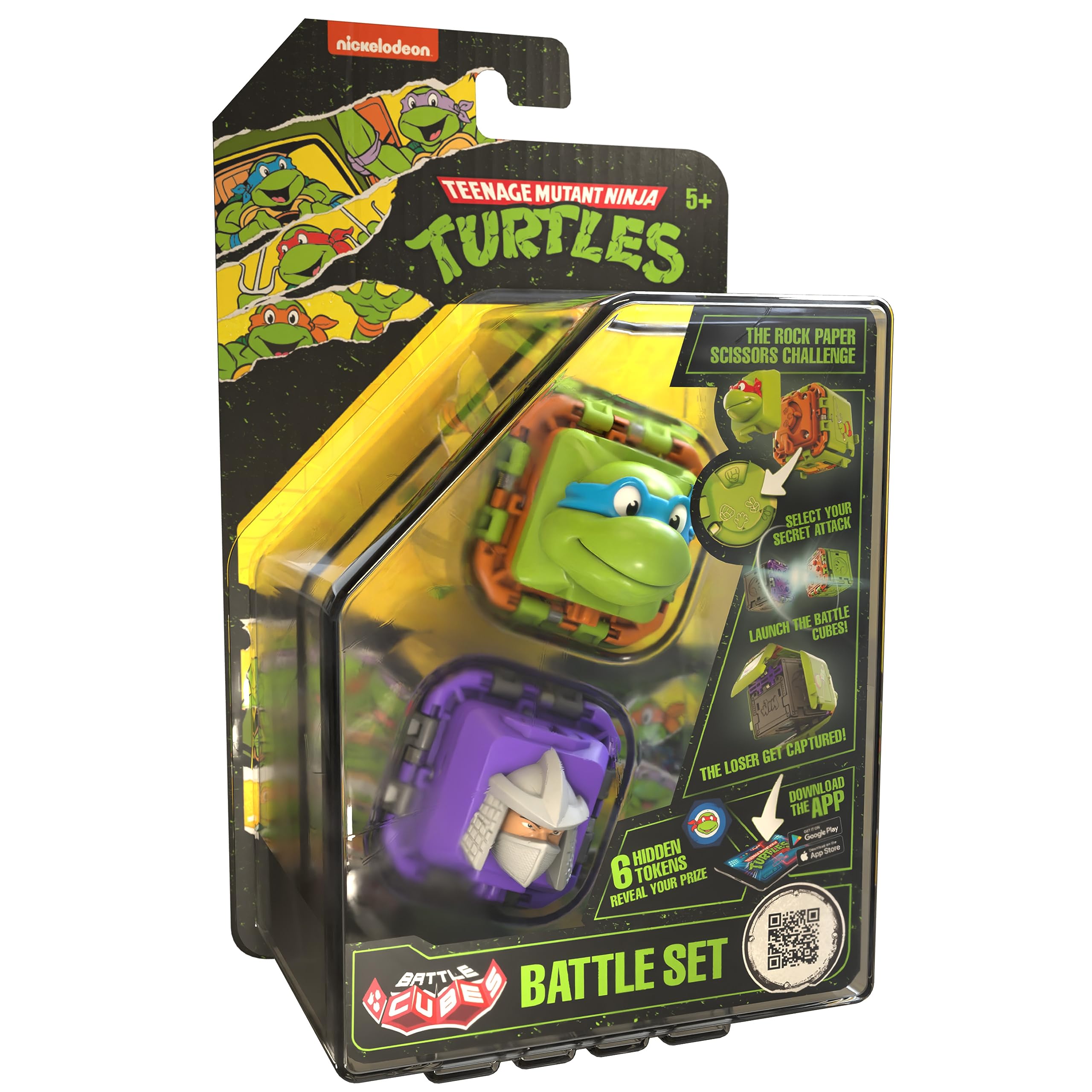 Battle Cubes Ninja Turtles Battle Cube - Leonardo Vs Shreder, Juego de 2 Piezas - Juego de Batalla