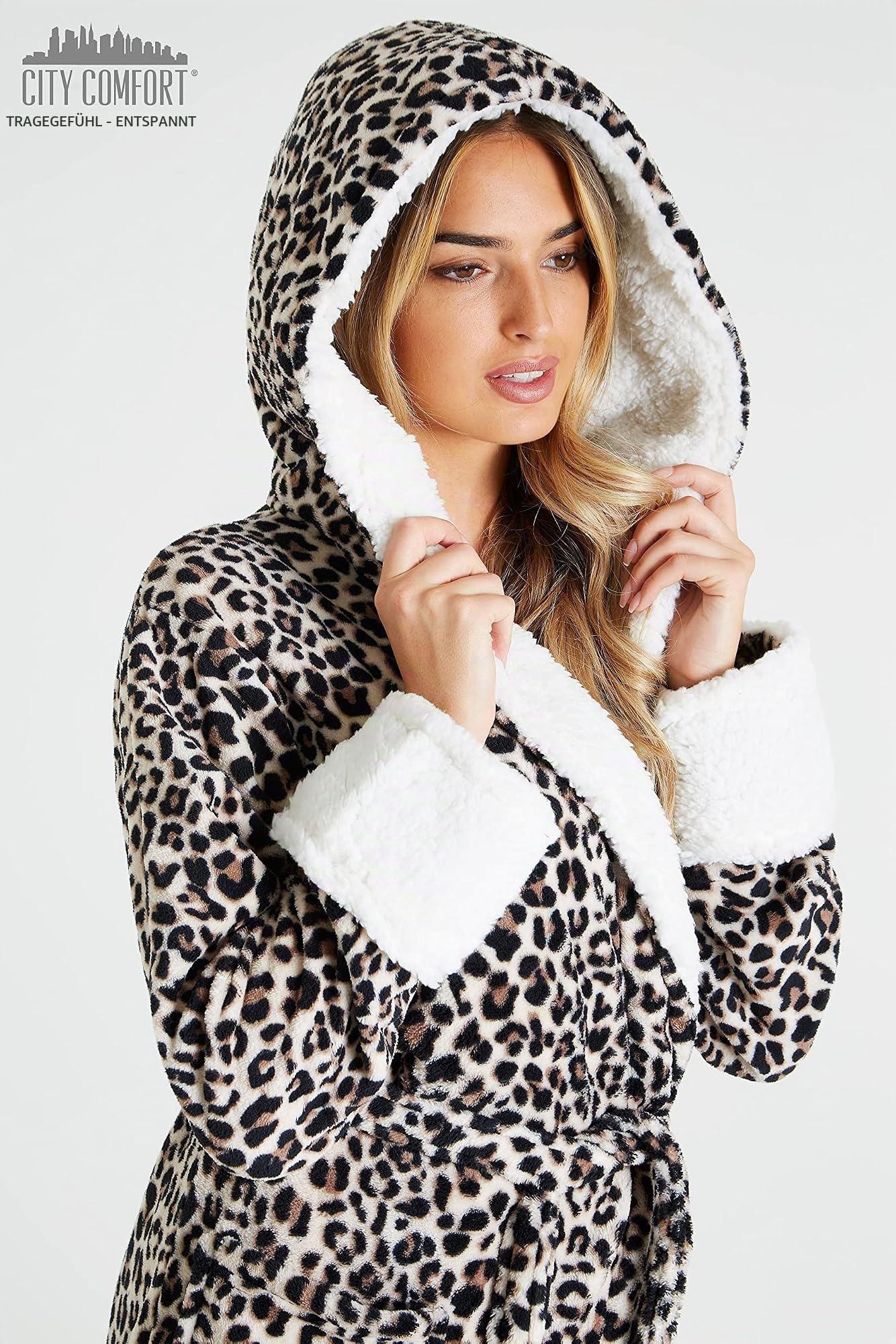 CityComfort Bademantel Damen Flauschig, Fleece Morgenmantel Damen Dressing Gown Women