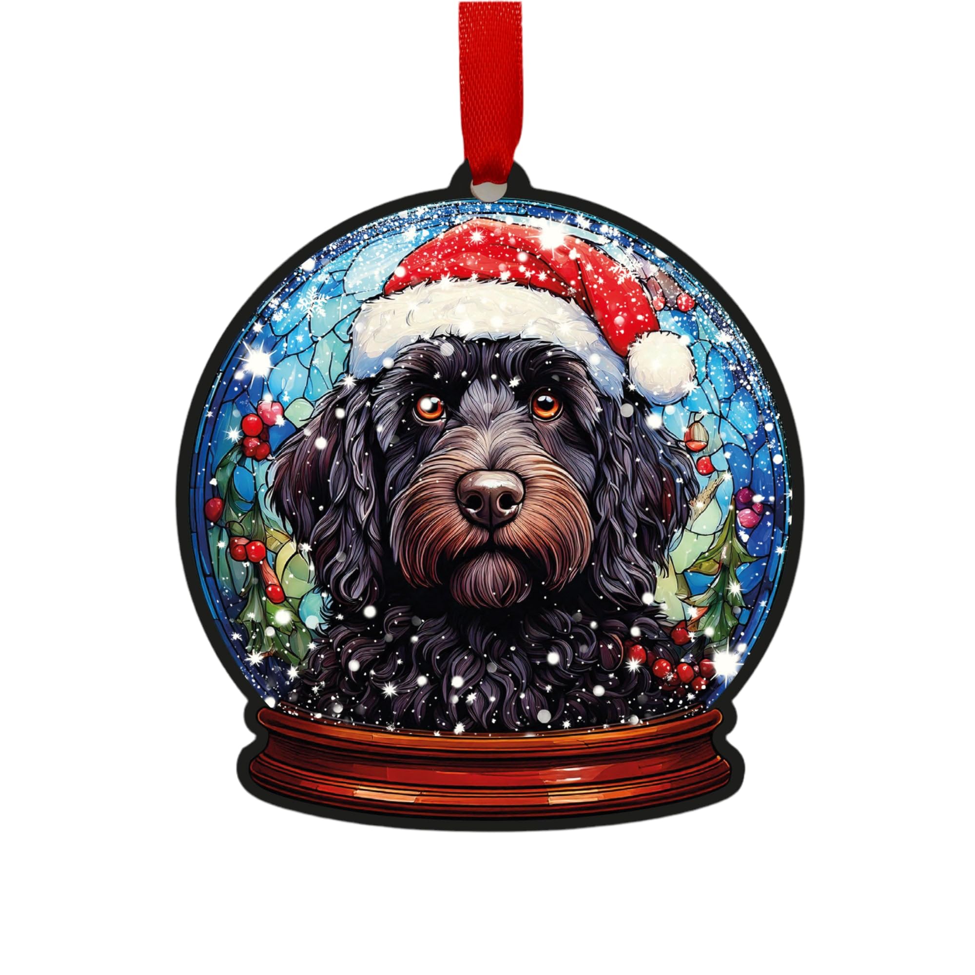 Labradoodle Grey Snow Globe Decoration