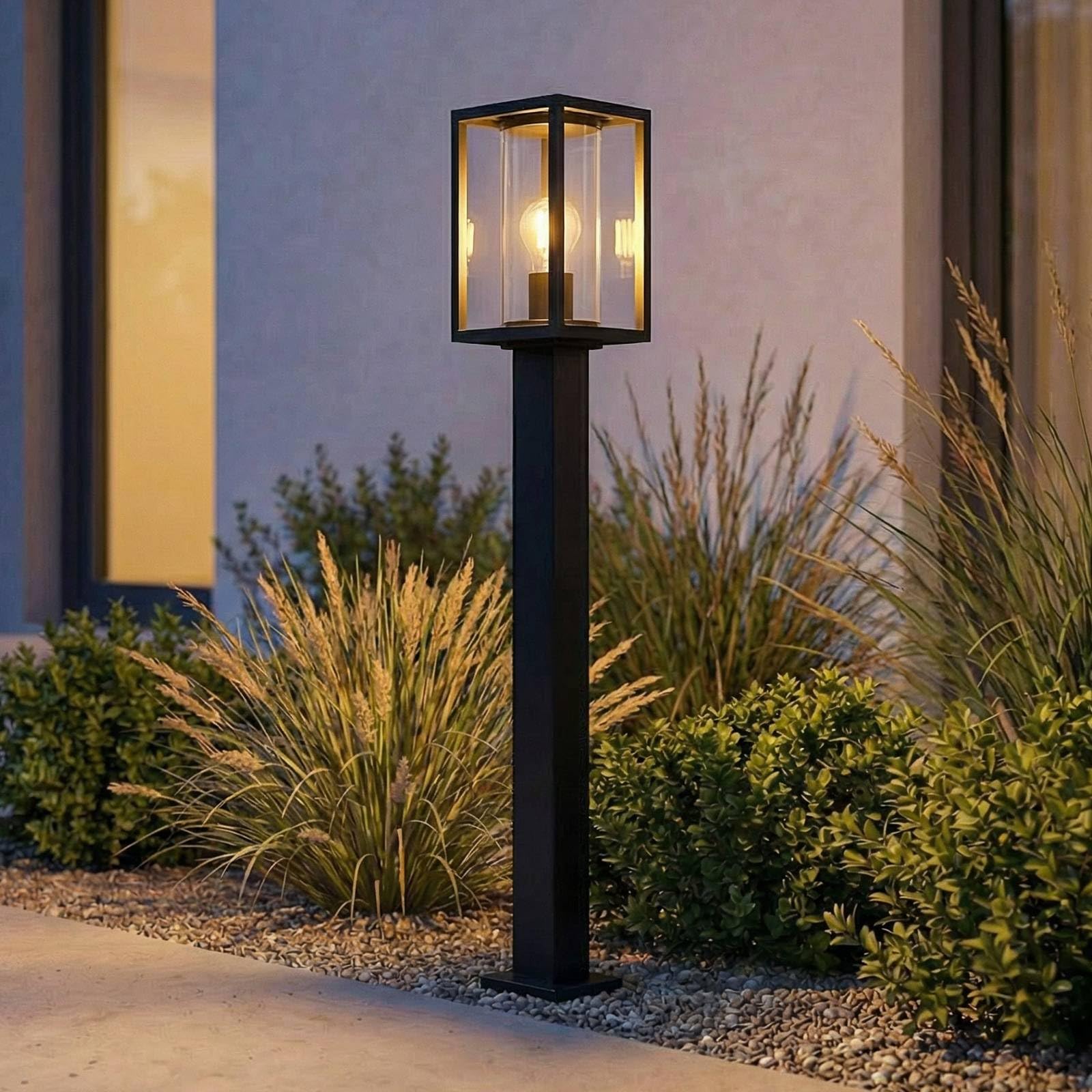 Lucande Lampada da esterni dimmerabile (Moderno) colore Nero, in Alluminio lampioncino paletto luminoso lampada viale lampione