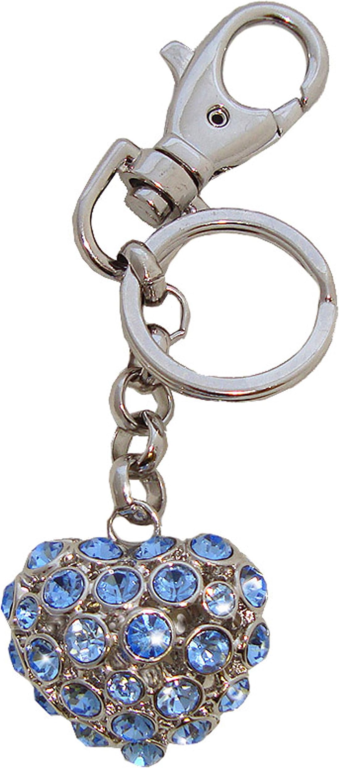 Sky Blue Crystal Heart Bag Charm/Key Ring