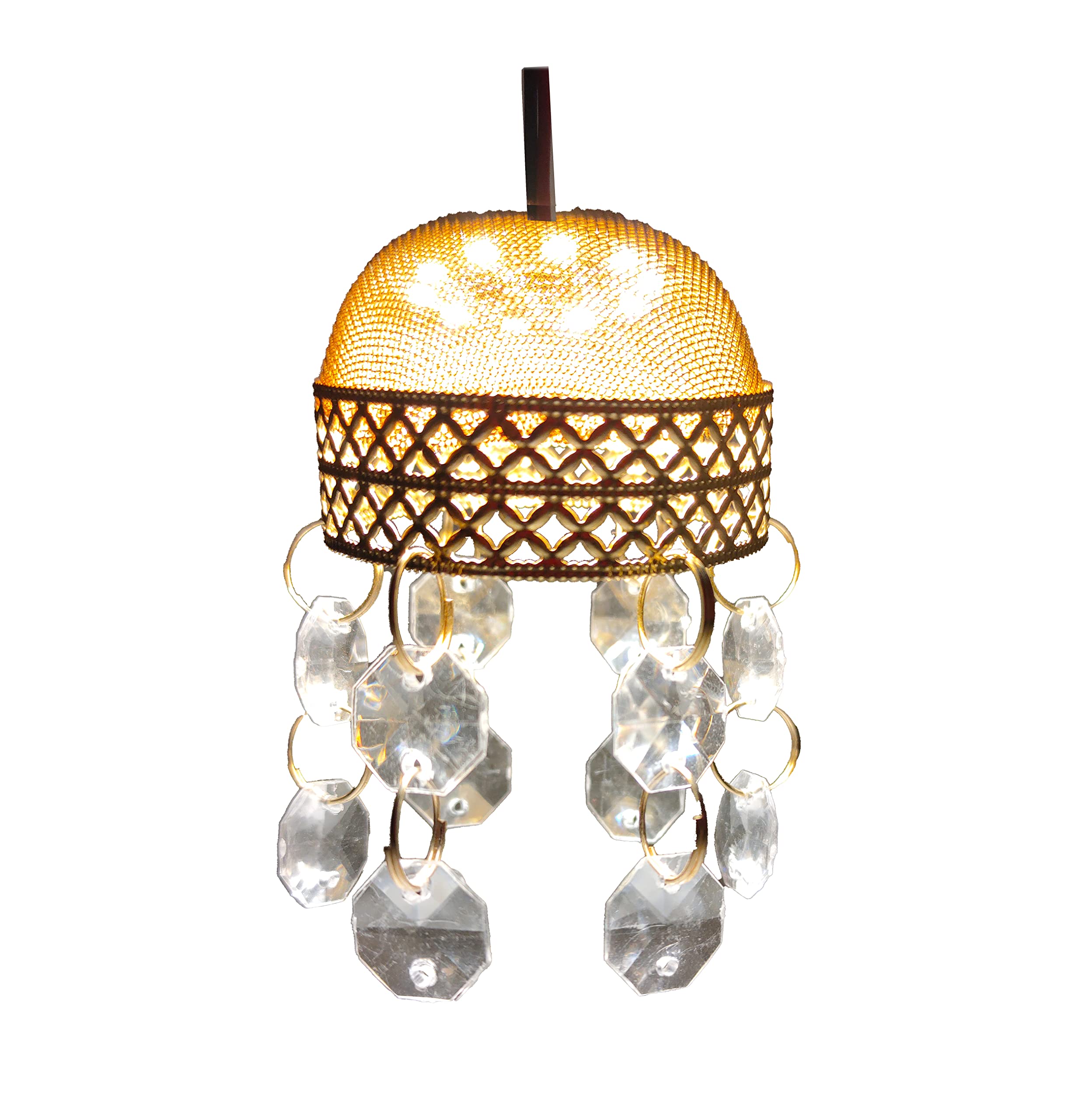 Excel Impex Shining Golden Semi-Sphere Shaped Christmas Decoration Hanging Mini Chandelier with Crystal Octagonal Prisms Pack of 1-image-26