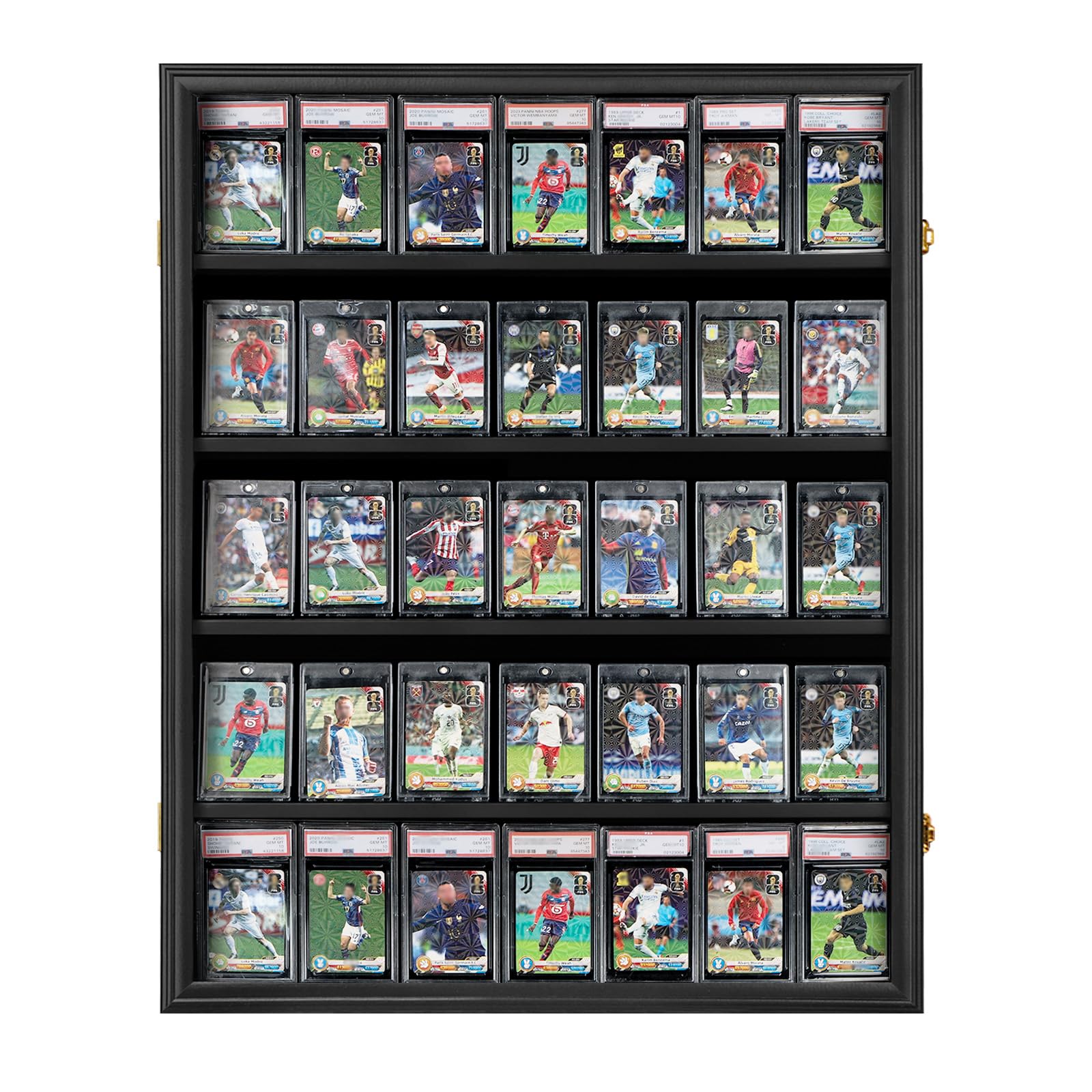 Espositore per carte sportive con 35 gradazioni, cornice per carte da baseball, con protezione UV, trasparente, con serratura, per pallacanestro da collezione, finitura nera