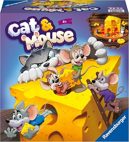 Ravensburger Juegos de mesa para gatos y mouse para niños de 4 años en adelante, de 2 a 4 jugadores, regalos para niños