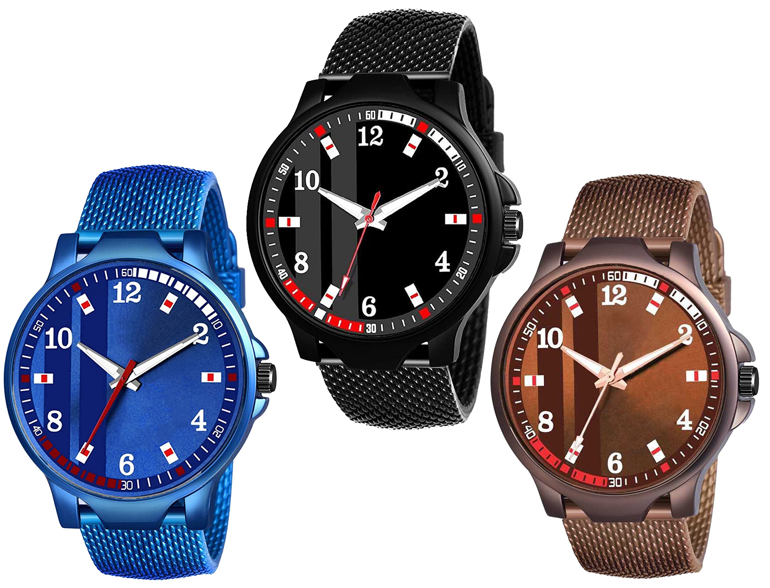 caseraAnalogue Boy's Watch (Multicolored Dial Multi Colored Strap) (Pack of 3), multicolour, strap