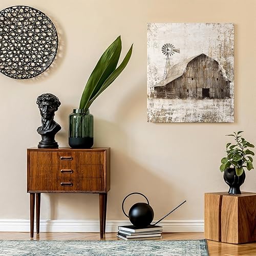 Miniatura 5 de Luslya Lienzo decorativo rústico para pared, diseño de granero, molino de viento, pintura abstracta, decoración de pared, pósteres enmarcados para