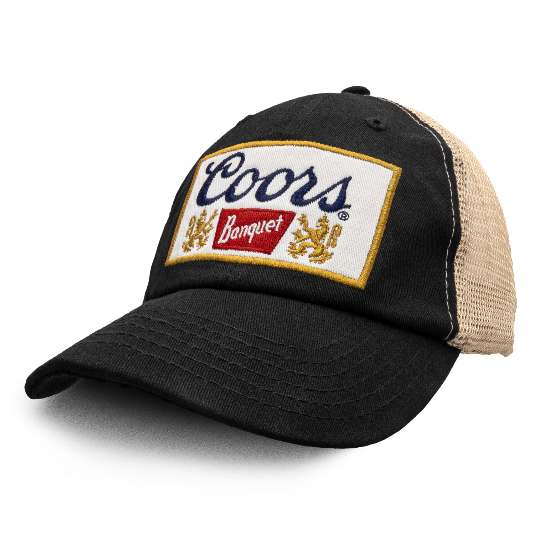 Coors Banquet Hat - Coors Beer Trucker Style Baseball Cap (Black and Brown)