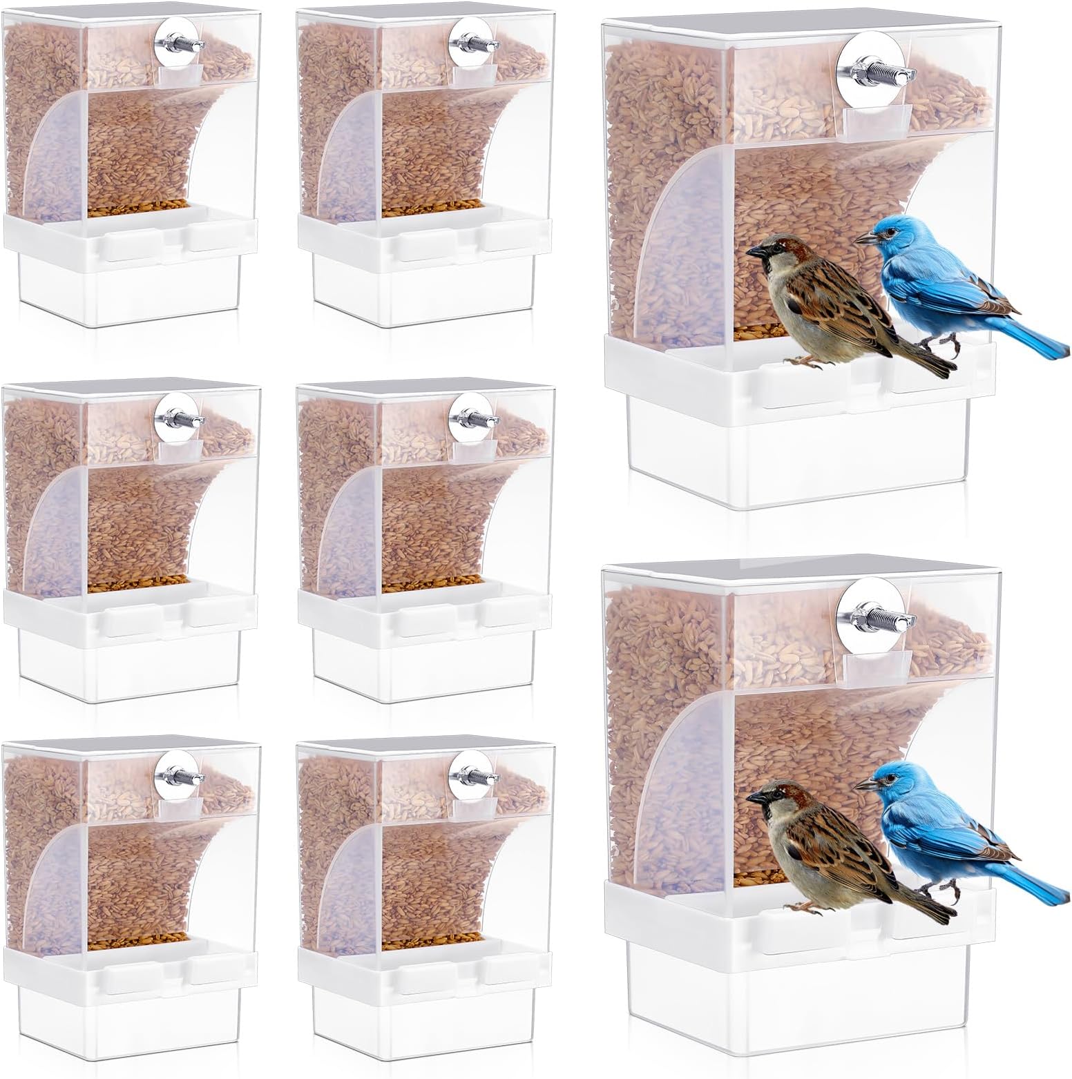 GlikCeil 8 Pcs No Mess Bird Feeder Parrot Automatic Feeder