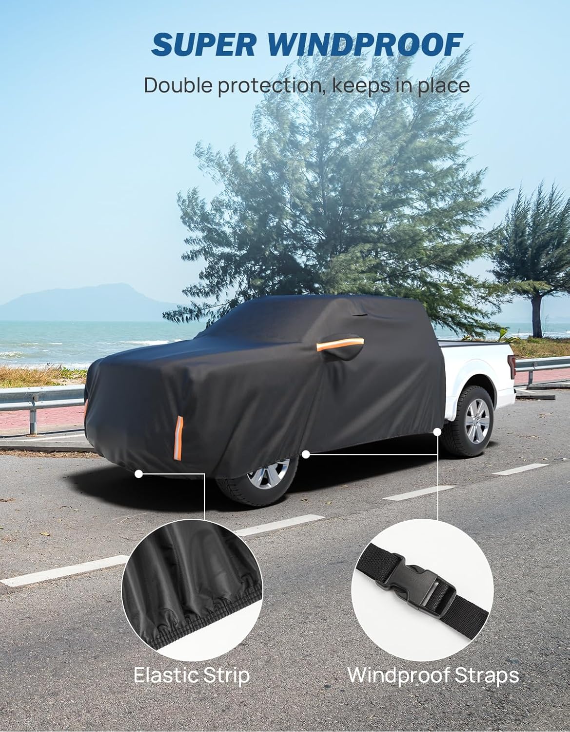 JOYTUTUS Super Crew Cab Car Cover Compatible with 2015-2026 F150, Truck Half Cover Indoor Outdoor Snow Hail UV Waterproof All Weather Protection
