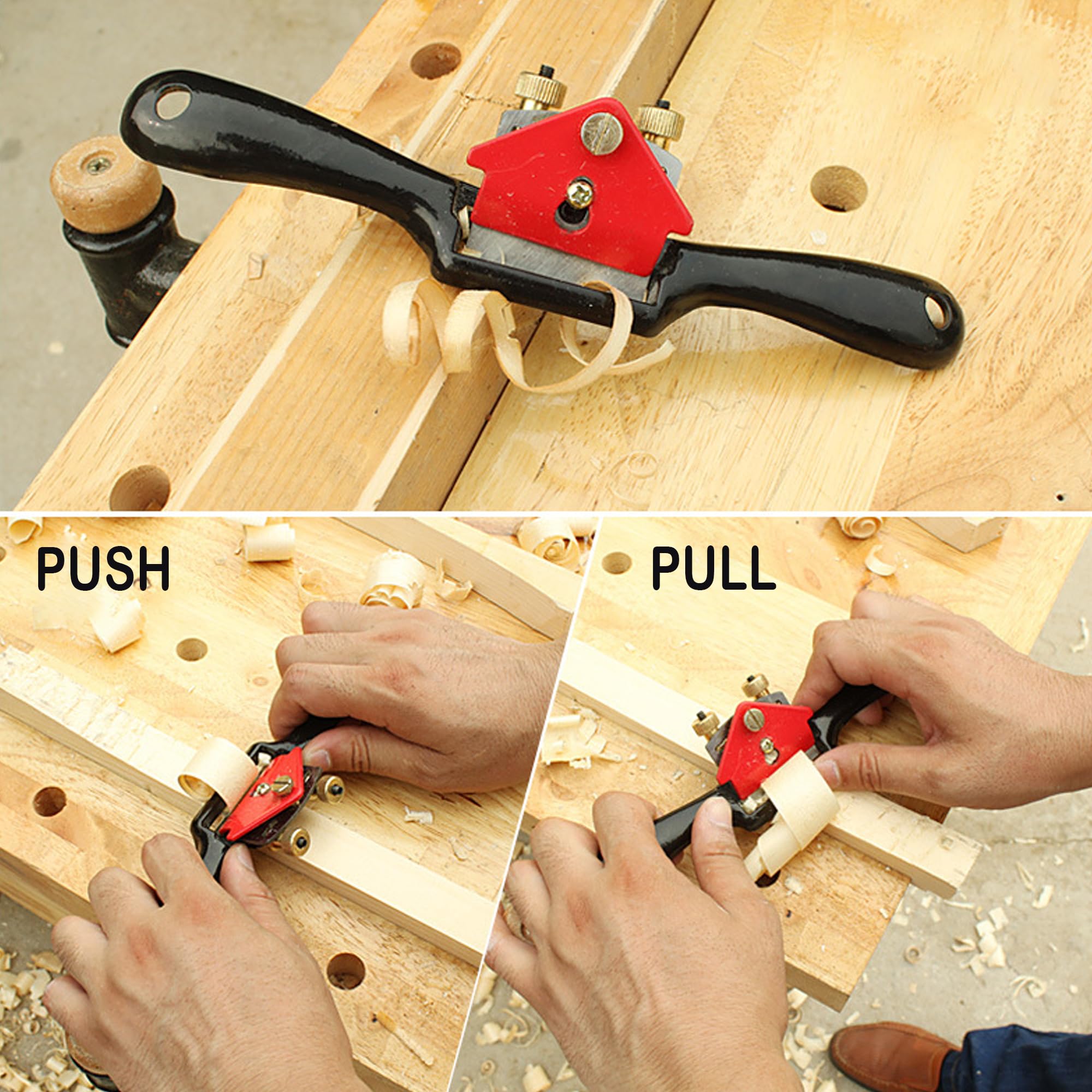 MINGZE Travail du bois Ajustable Coupe Bord Parlait Se raser pour Sculpteur sur bois, Rabot à main en bois de rabot de plan pour le bois dur de charpentier de bois dur (9 pouces)