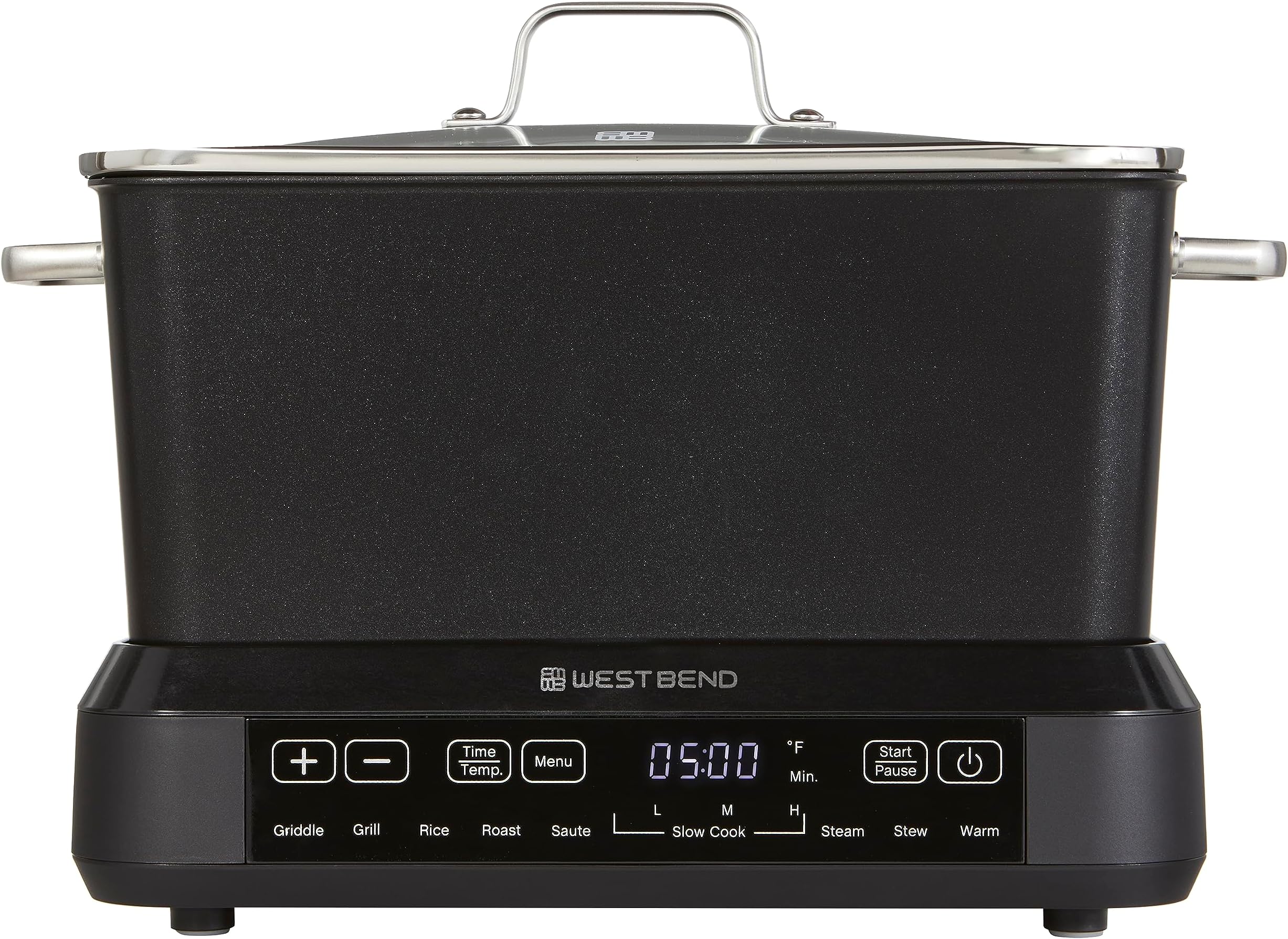 West BendVersatility Plus Slow Cooker, Large-Capacity Non-Stick Multicooker with Variable Temperature Control, 20 Cooking Functions, 6-Quart, Black