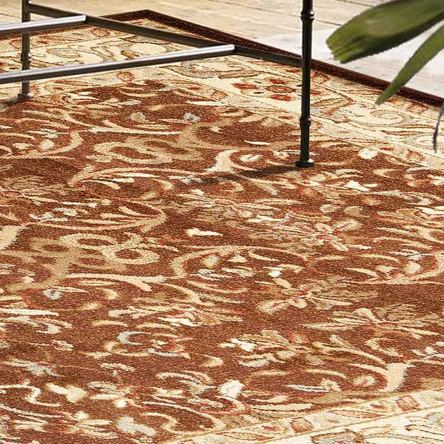 Superior Indoor Runner Rug, Plush Carpet Cover, High-Traffic Rug, Apartment Rugs, Bedroom, Living Room, Office, Hallway, Kitchen, Floral Scroll Floor Decor, Heritage Collection, 2' 7" x 8', Mocha