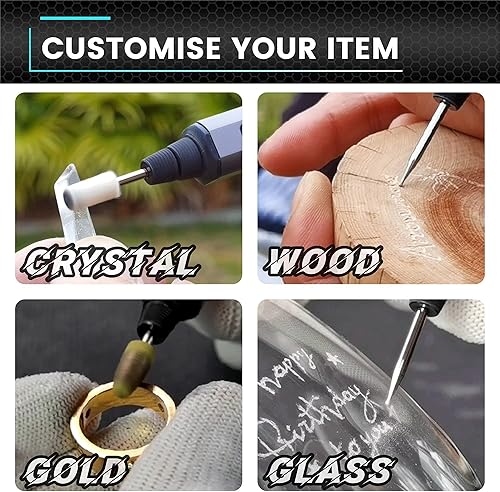 Vista 9 de AM ARROWMAX - Mini bolígrafo de grabado: herramienta portátil inalámbrica definitiva para artistas y aficionados al bricolaje, graba más de 50 SGS