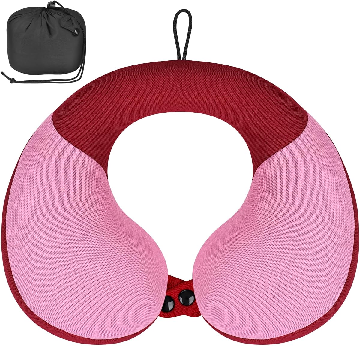 Kids Travel Neck Pillow, Head Support for Car Seat & Plane, Pink | U Shape, Portable, Adjustable Snap Button, Travel Essential for Toddlers and Children, Washable Cover, Soft Breathable Fabric