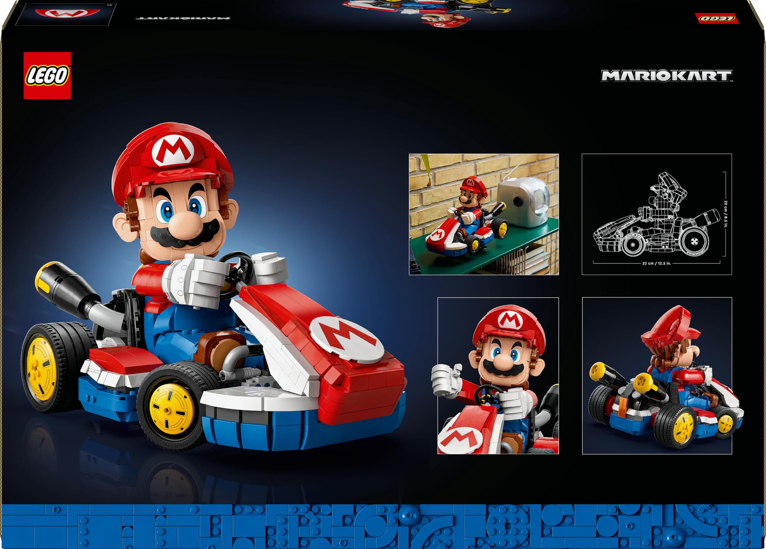 LEGO Mario Kart: Mario e Kart Standard - Personaggio Nintendo da Esposizione con Modellino di Auto per i Fan del Videogioco - 72037