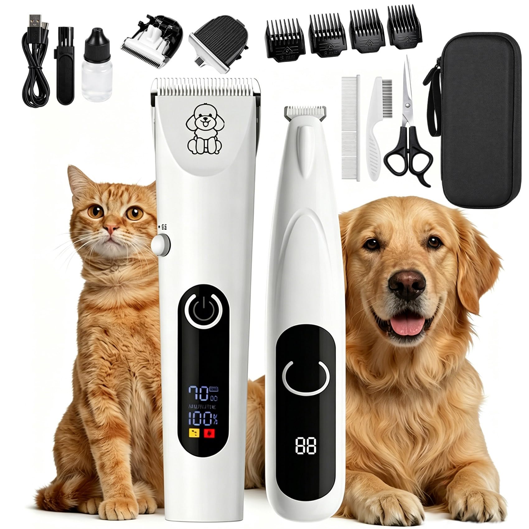 Tondeuse pour chiens Moravon — Lames en céramique tranchantes, moteur silencieux et fonctionnement sans fil pour un toilettage confortable et soigné chiens et chats