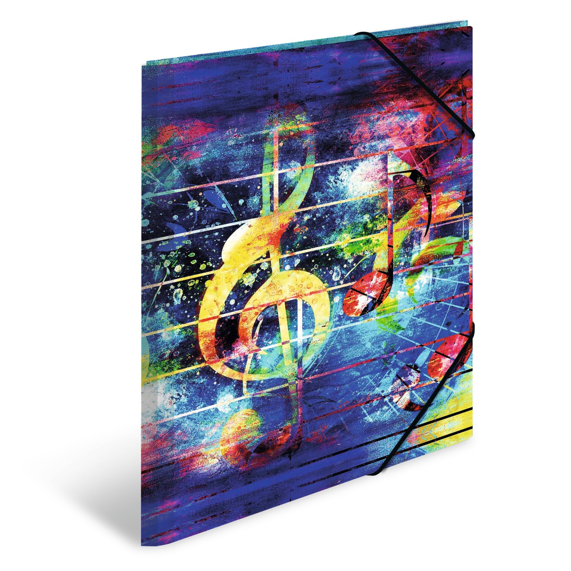 HERMA Collector's Folders A3 Music Set, Set of 3, Children's Plastic Corner Folder with Art Motif, Elastic Band