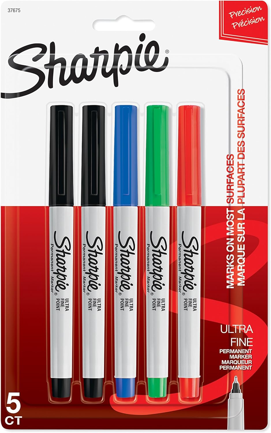 visueel de eerste halfrond Amazon.com : Sharpie Permanent Markers, Ultra Fine Point, Assorted Colors,  5 Count : Office Products