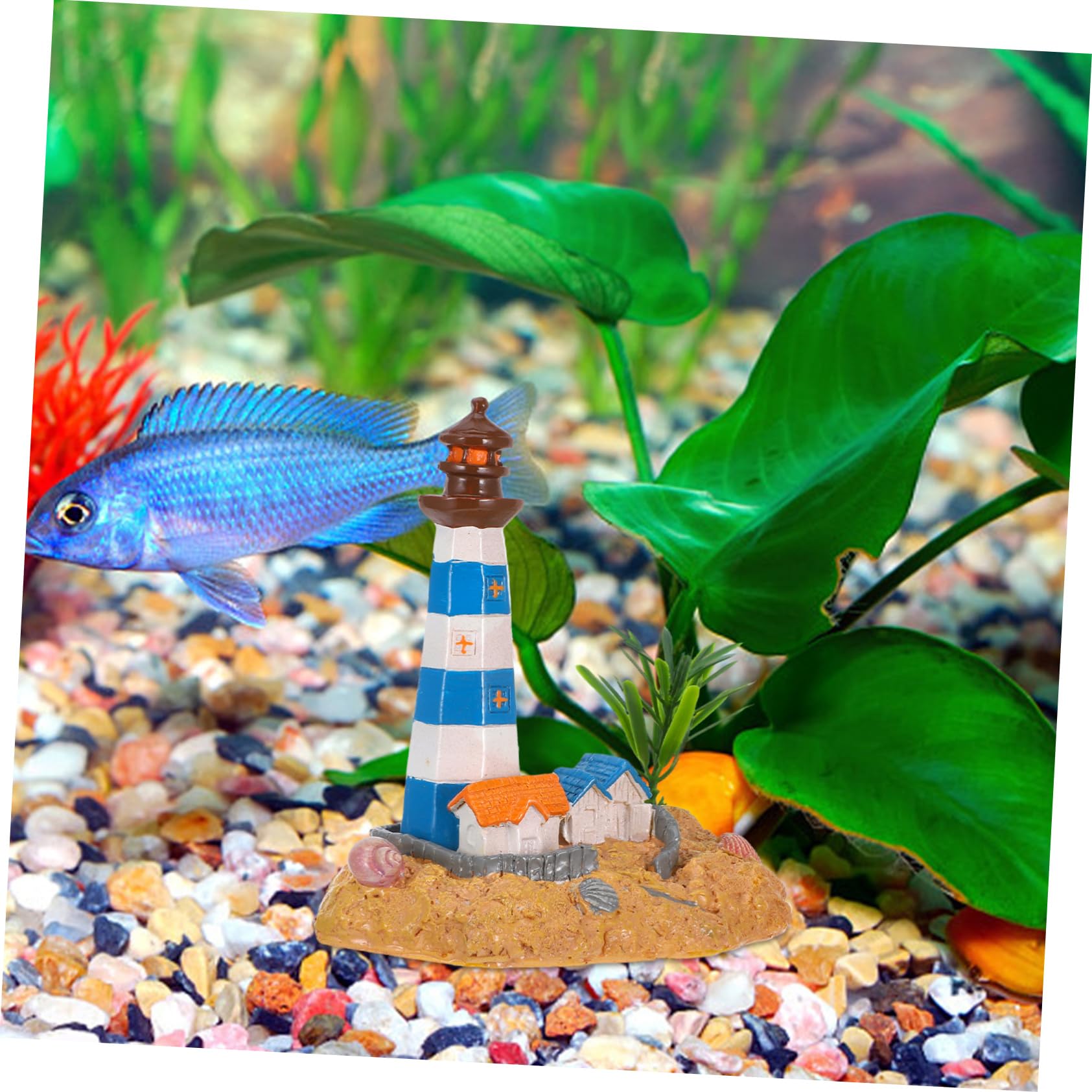 PRETYZOOM 5 Piezas Adornos de Acuario decoración del Faro del Patio Cueva de Decoraciones de Acuario Decoración Acuario Adorno Acuario decoración del jardín Faro Micro Paisaje Resina