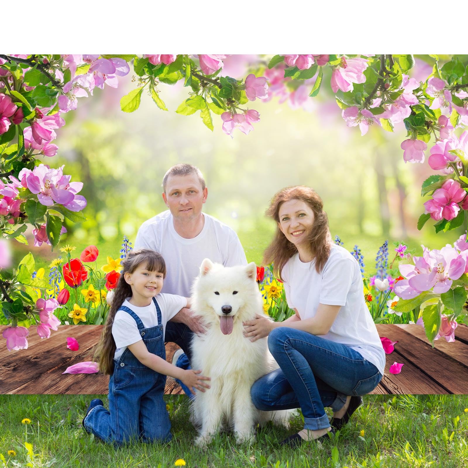 6x4ft Spring Greenery Landscape Backdrop Cute Blossoms Florals Garden Path Nature Photography Backdrop Outdoor Wedding Ceremony Background Cloth Kids