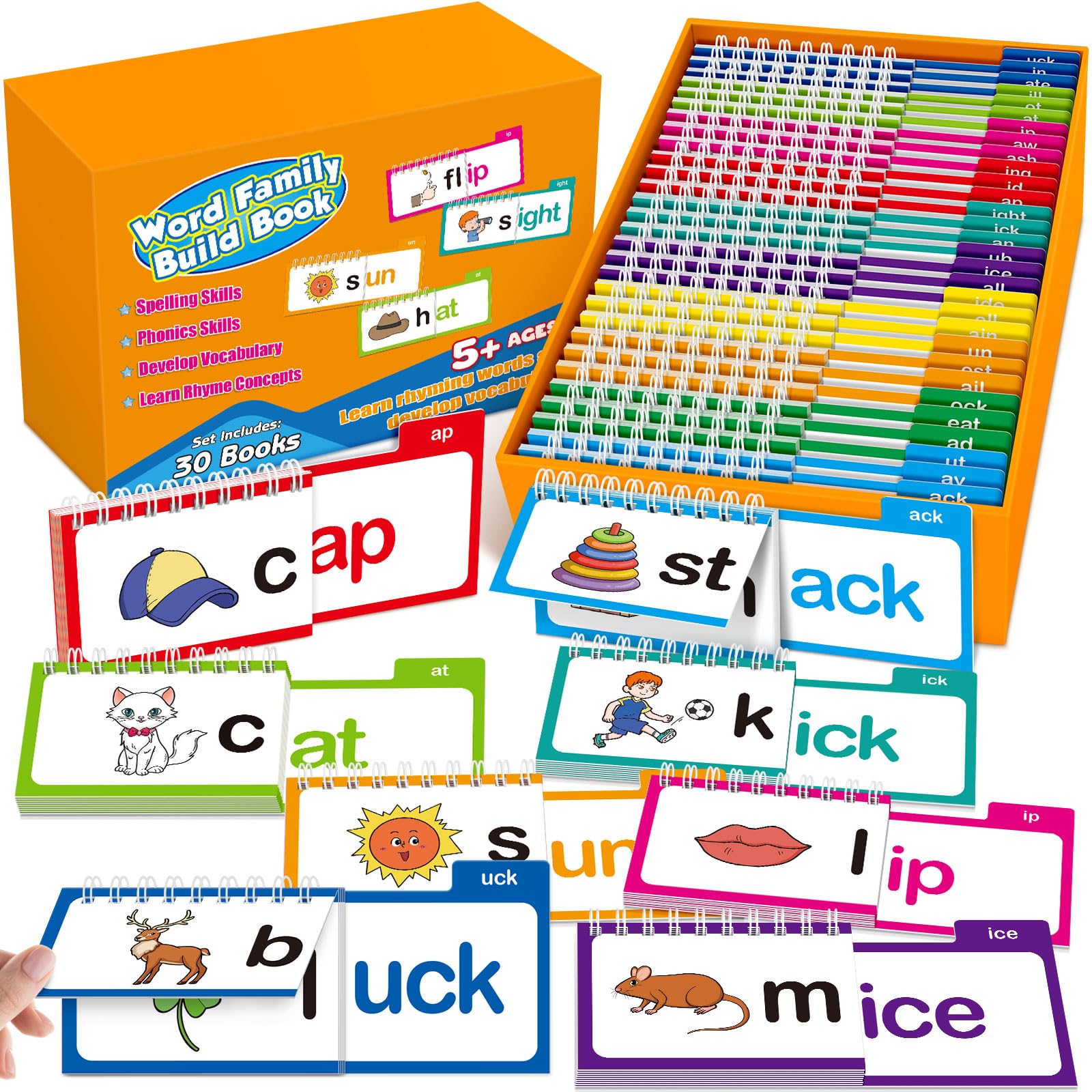 Edulok Word Families, Letter Sounds & Kindergarten Sight Words Flash Cards, Learn to Read Phonics Flash Cards, Read & Rhyme Flip Activity Book, Educational, Child-Friendly, Interactive-image-43