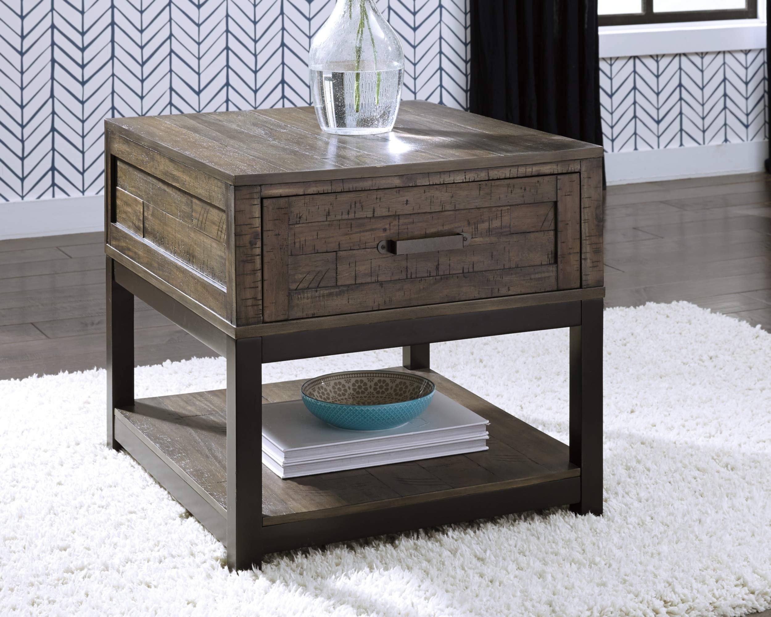 Signature Design by Ashley Johurst Rectangular End Table, Grayish Brown